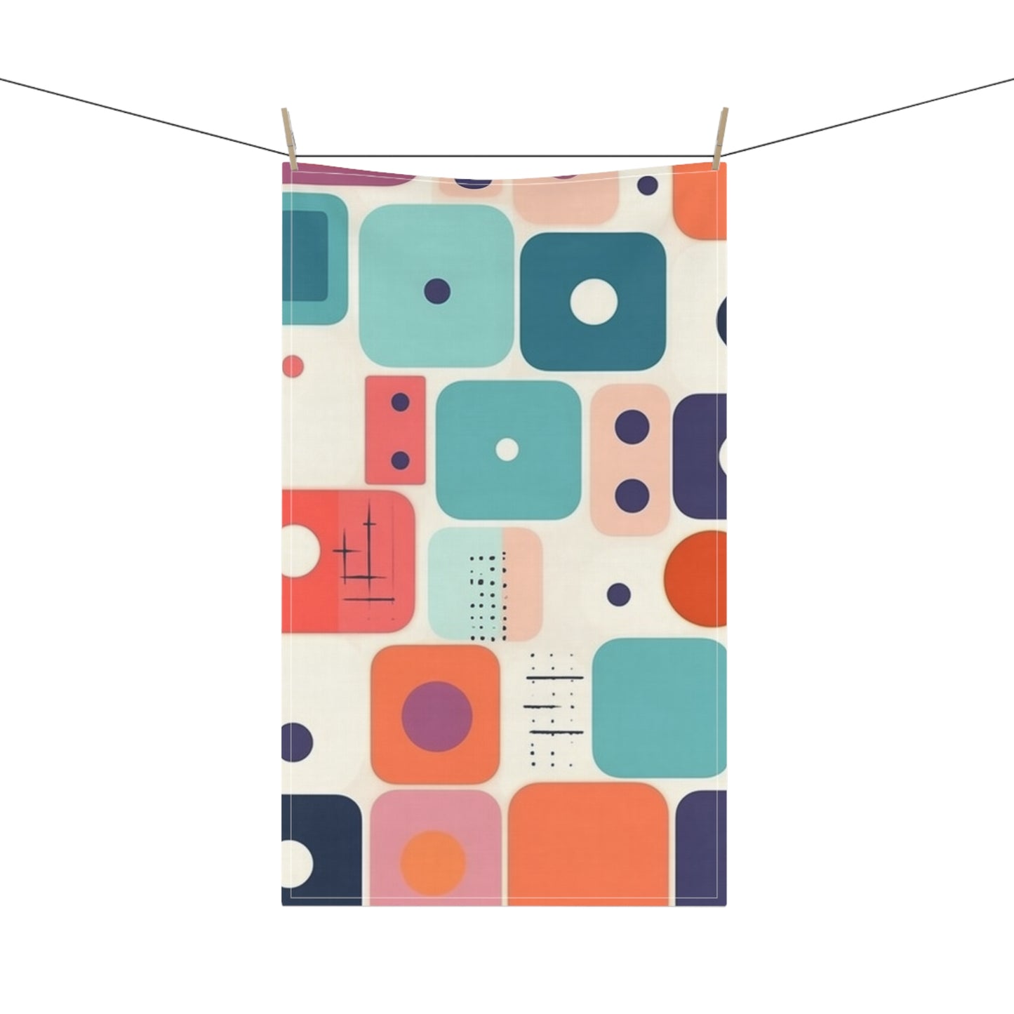 Retro Chic: Atomic Age-Inspired Kitchen Towel with Midcentury Modern Design and 1960s Fashion