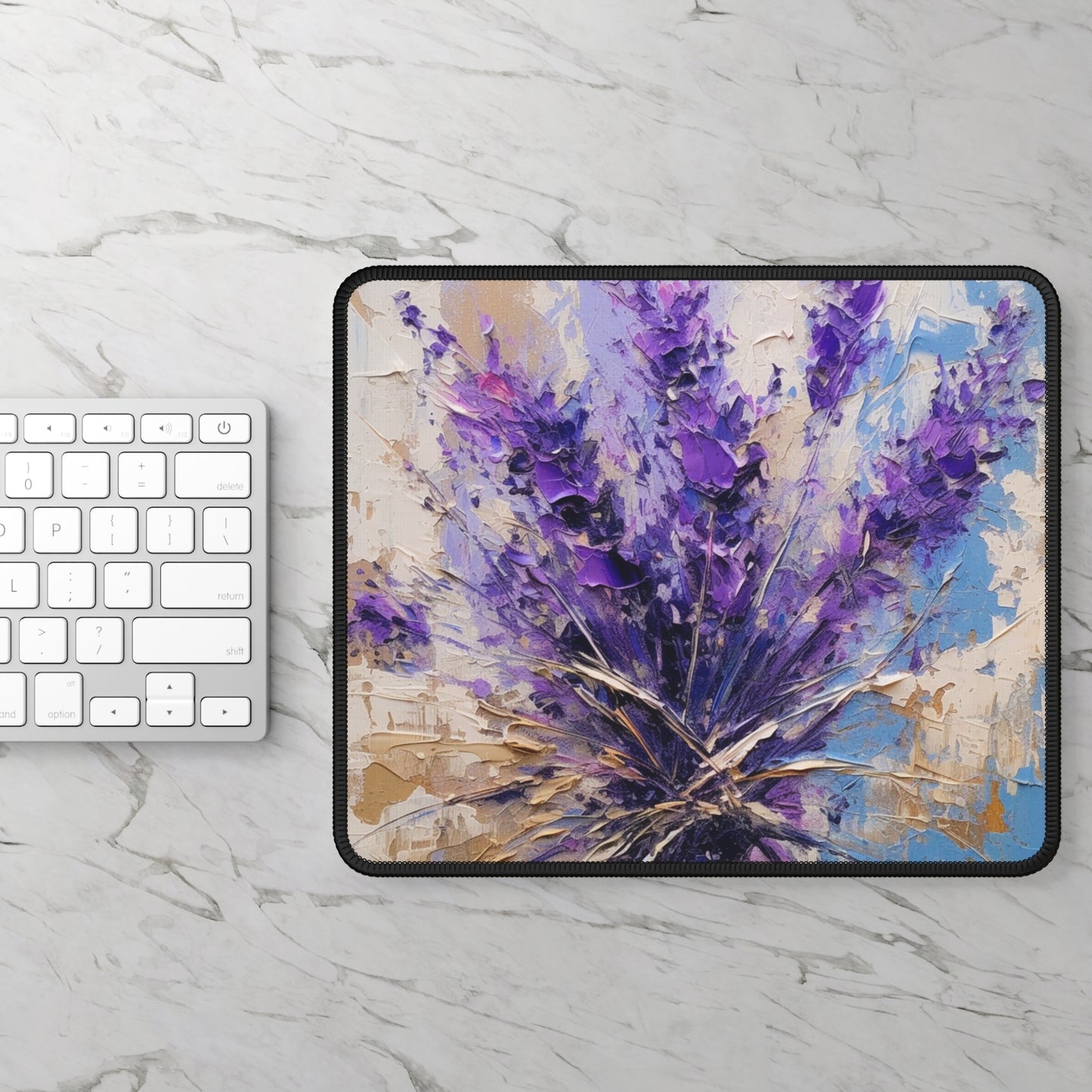 Vibrant Lavender Art on Gaming Mouse Pad: A Floral Delight for Your Senses