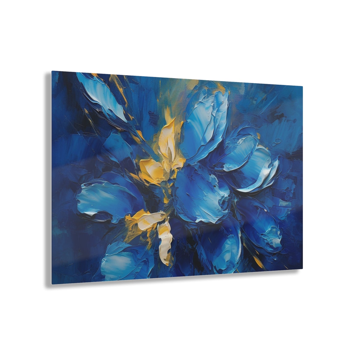 Abstract Wallpaper Acrylic Prints: Immersive Floral Beauty with Blue Orchid Motif