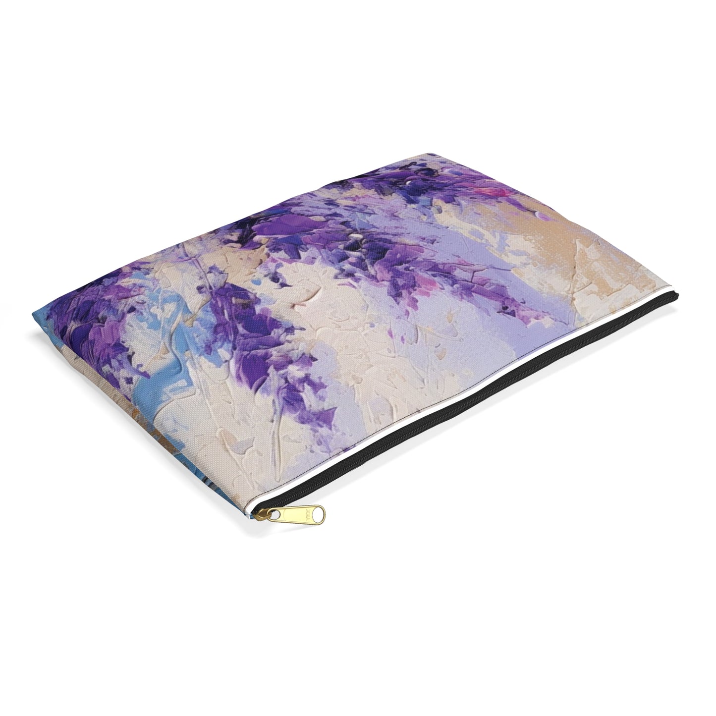 Vibrant Lavender Art on Accessory Pouch: A Floral Delight for Your Senses