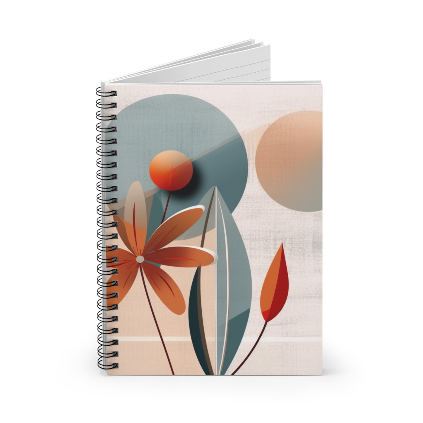Floral Whimsy: Flower Drawings and Abstract Art on a Modern Spiral Notebook