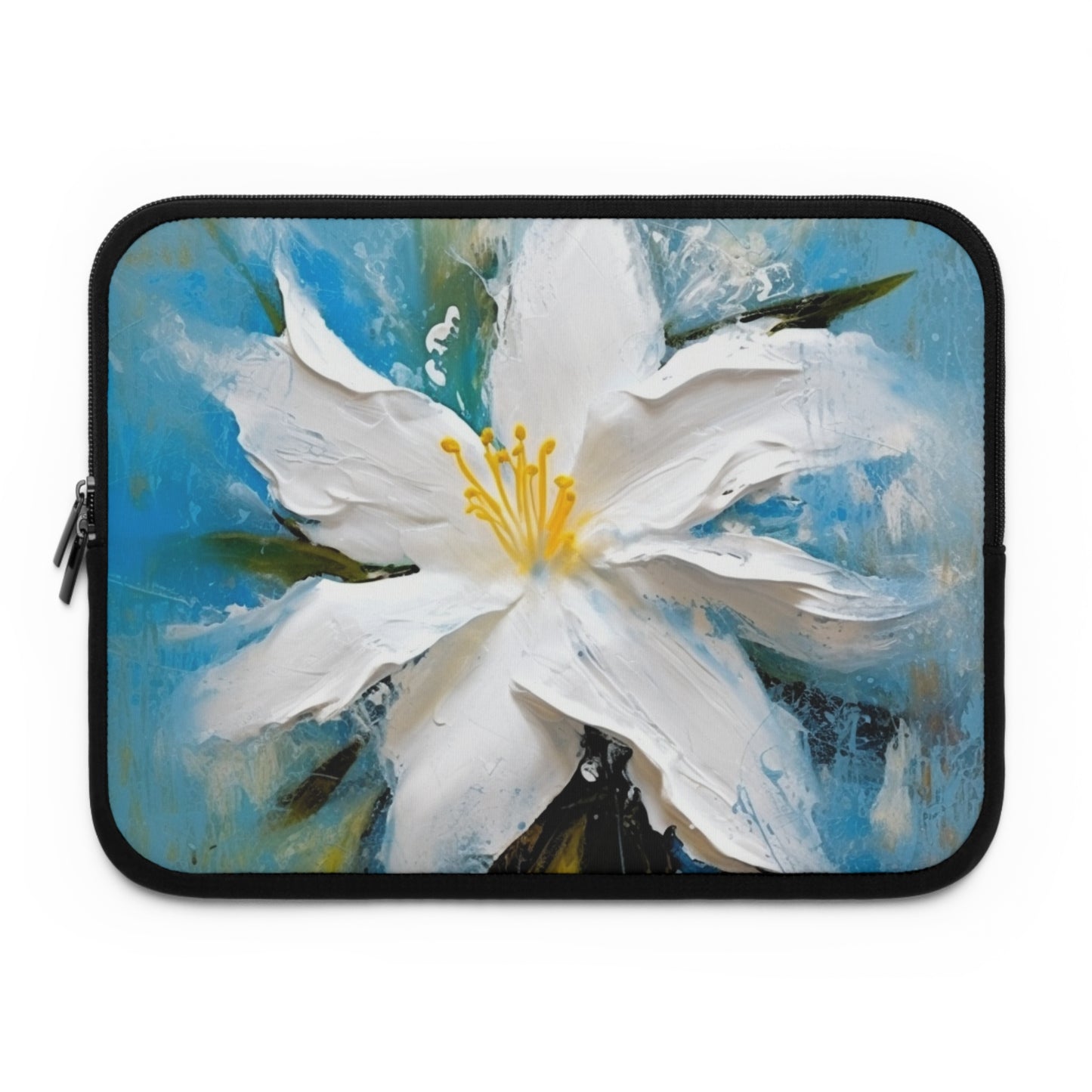 Ethereal Elegance: Laptop Sleeve featuring an Abstract Oil Painting of Jasmine