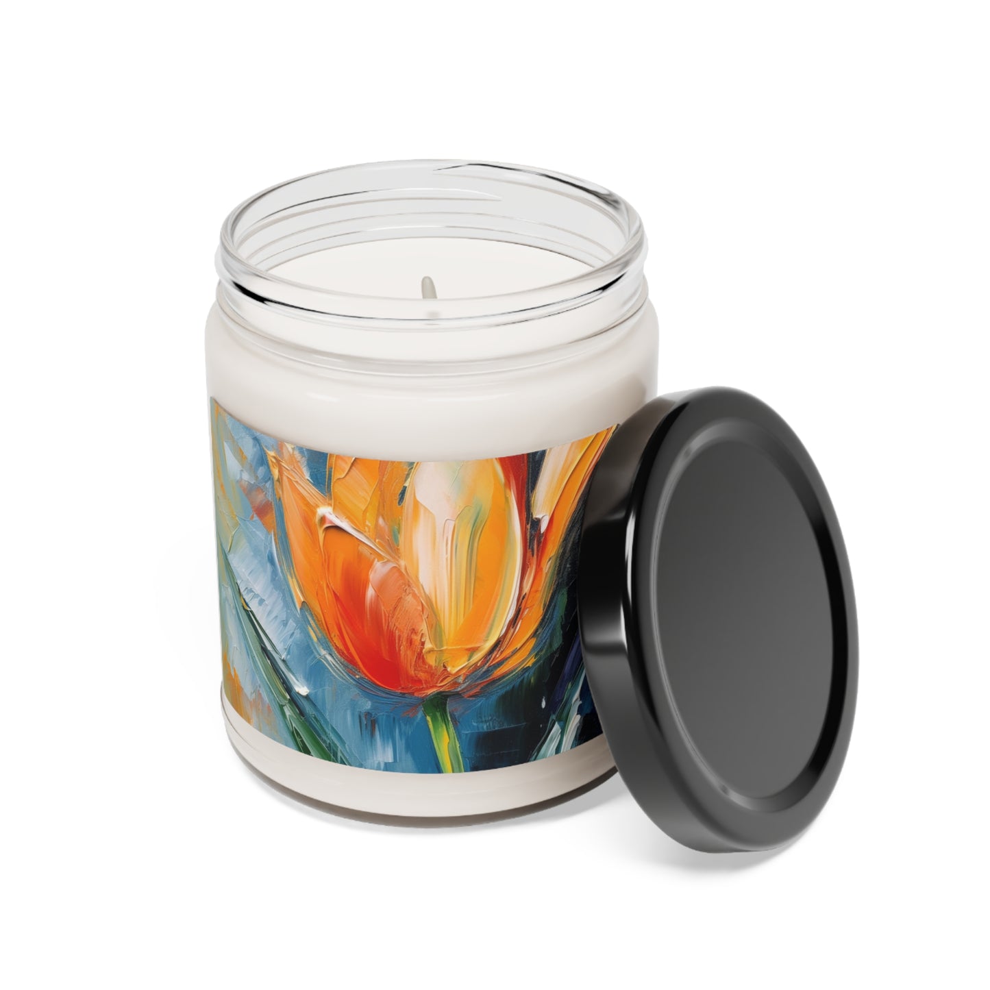 Orange Tulip Magic on Scented Soy Candle: A Blossoming Artistic Delight