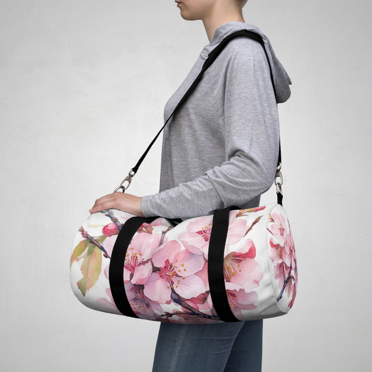 Whimsical Delight: Watercolor Cherry Blossom Tree Duffel Bag