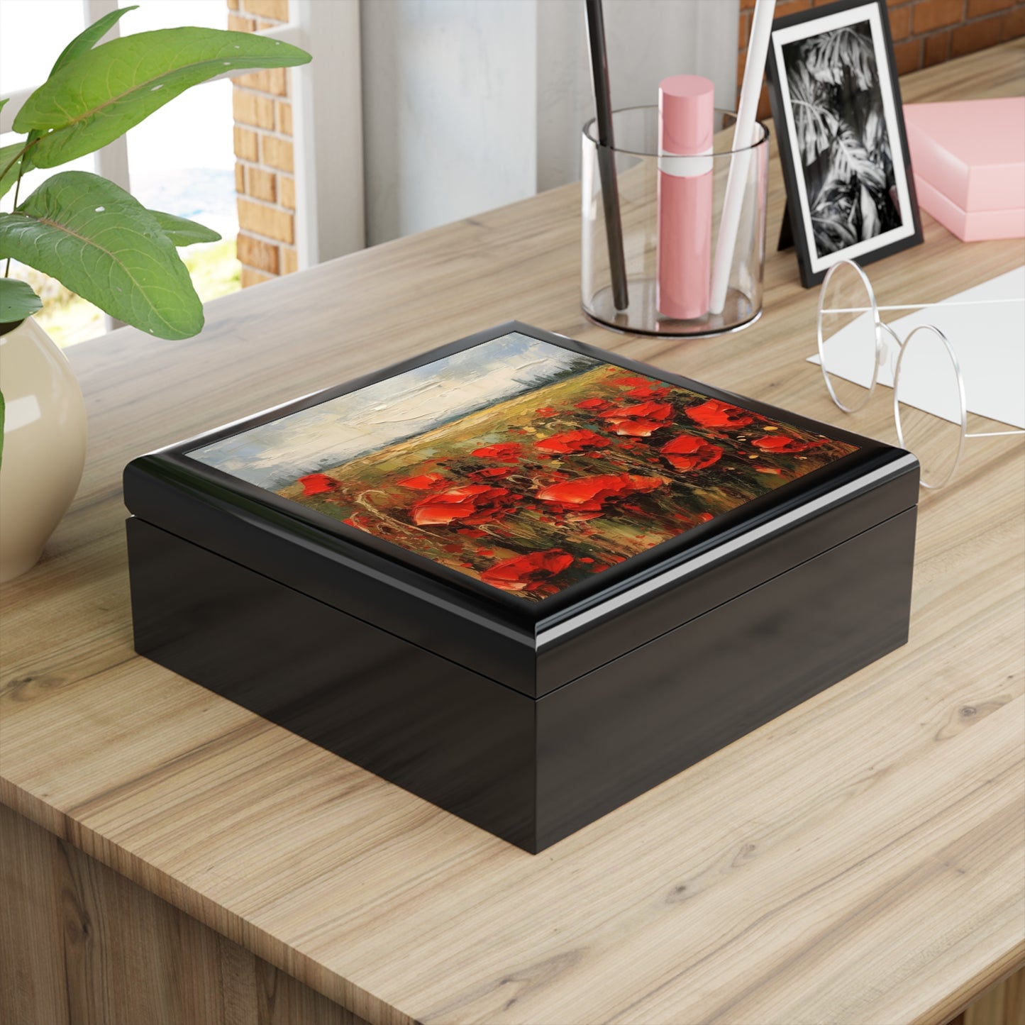 Abstract Poppy Fields: Jewelry Box for Artistic Inspiration