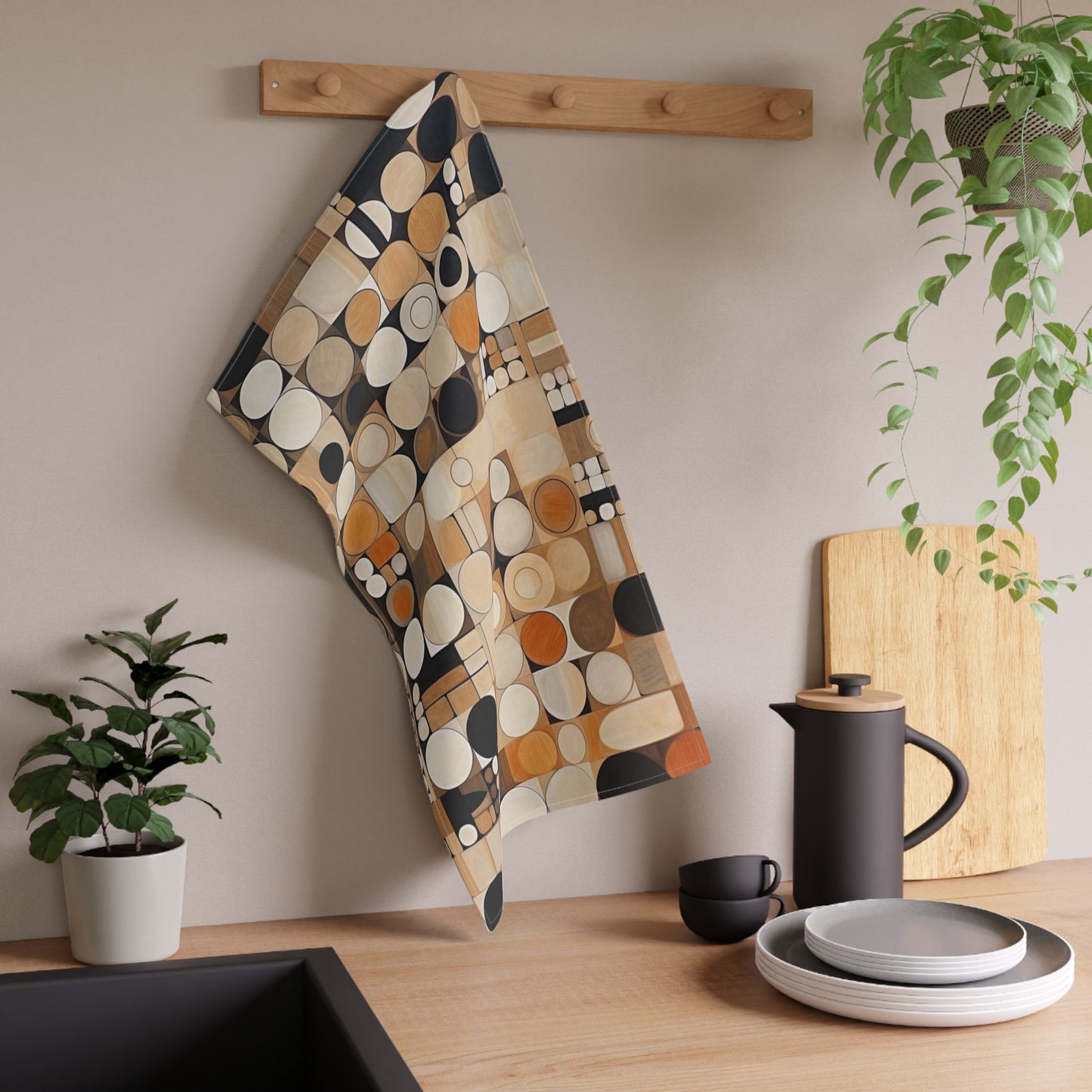 Modern Simplicity: Kitchen Towel with Geometric Elegance