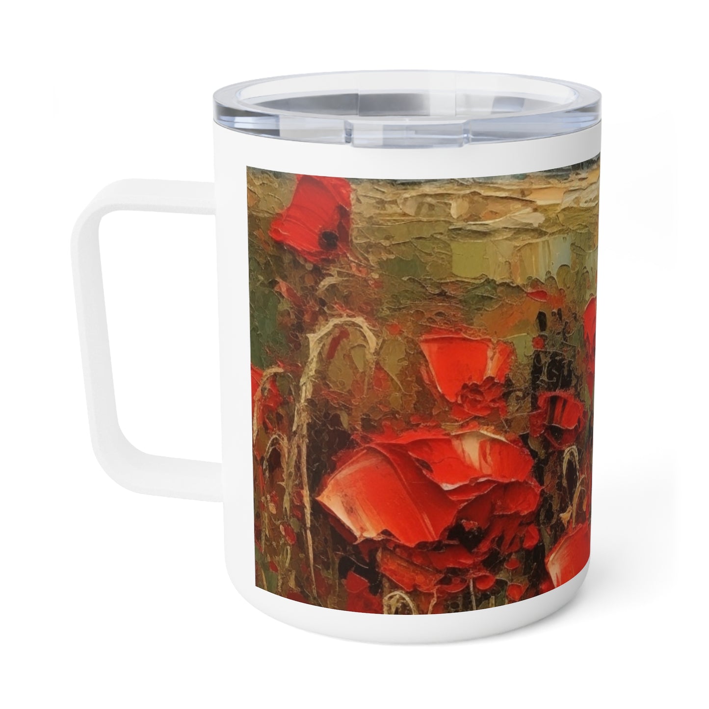 Abstract Poppy Fields: Insulated Coffee Mug for Artistic Inspiration
