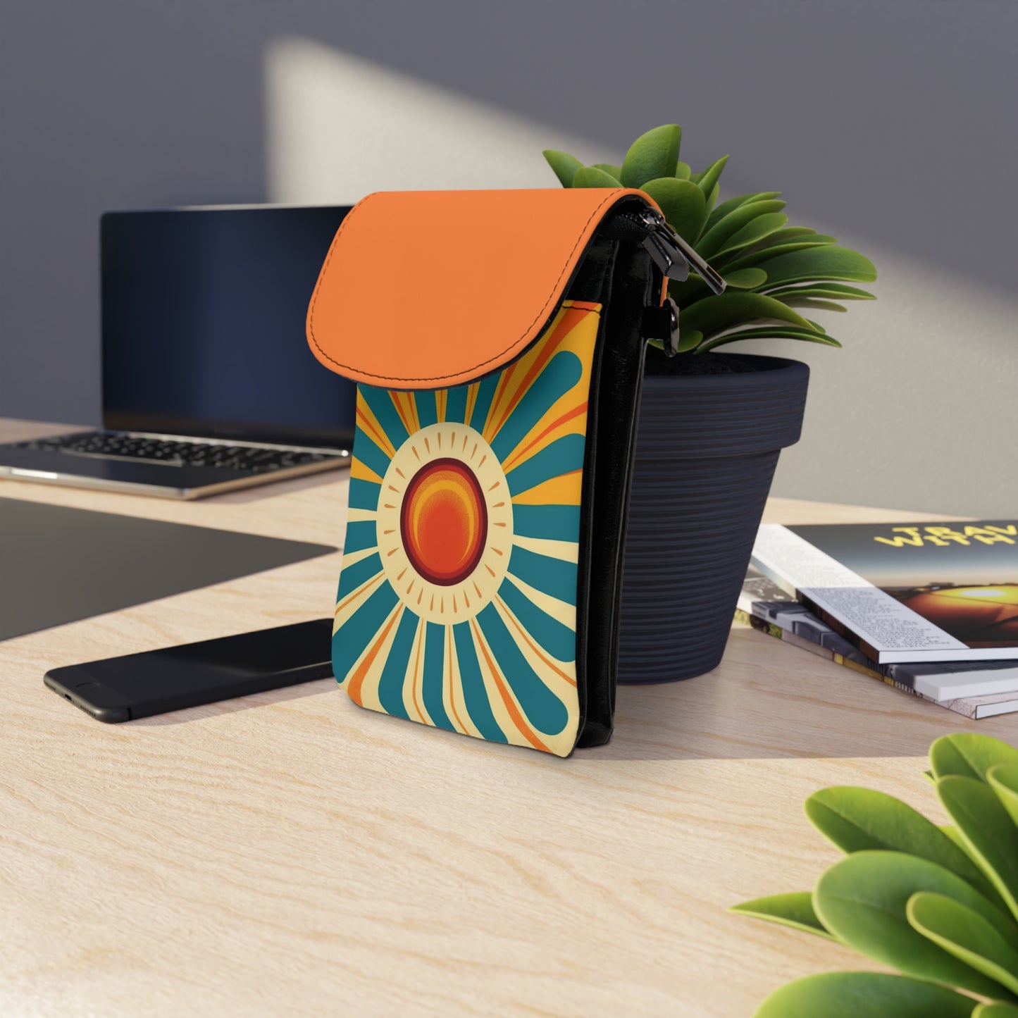 Atomic Age Sunshine: Midcentury Modern Sun Small Cell Phone Wallet