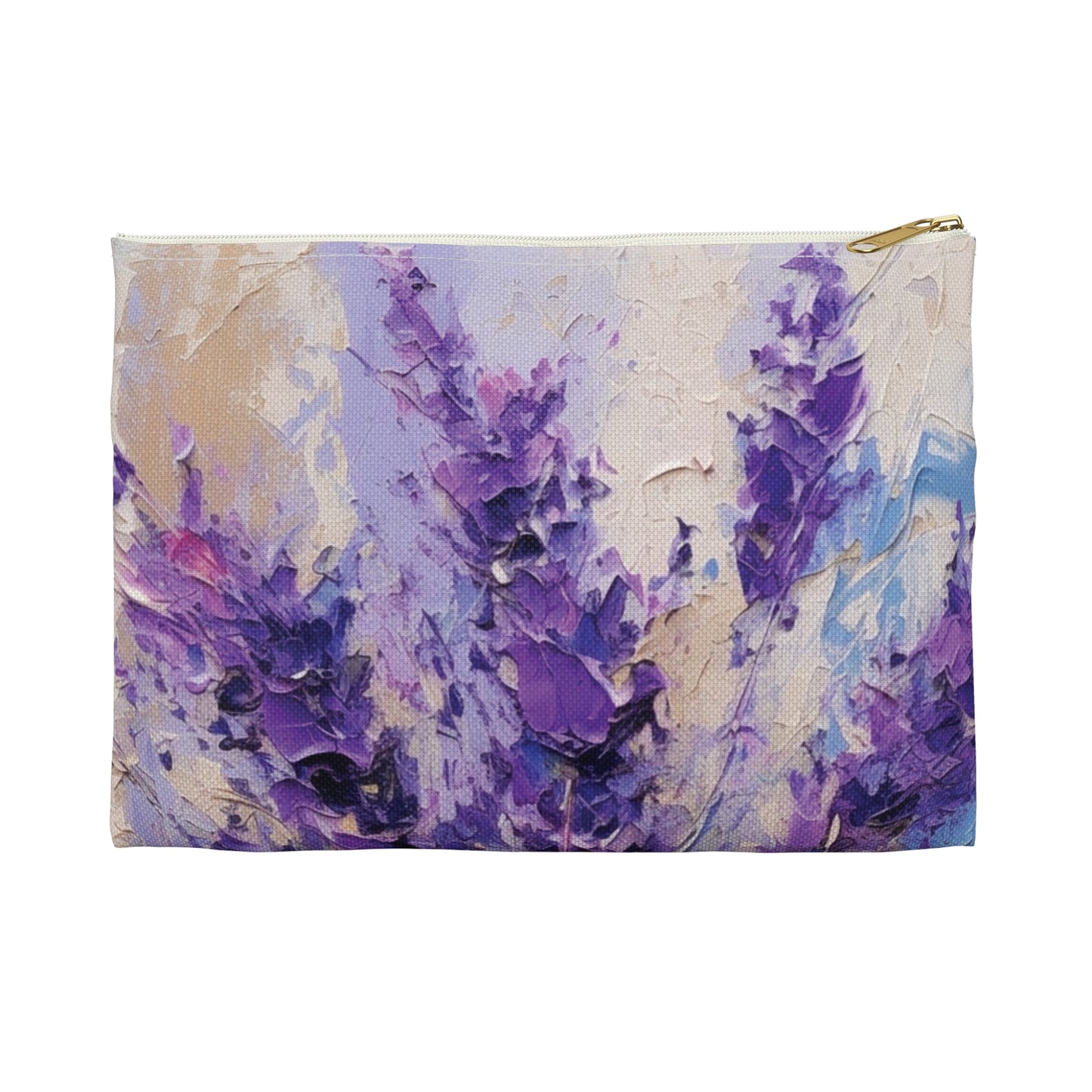 Vibrant Lavender Art on Accessory Pouch: A Floral Delight for Your Senses