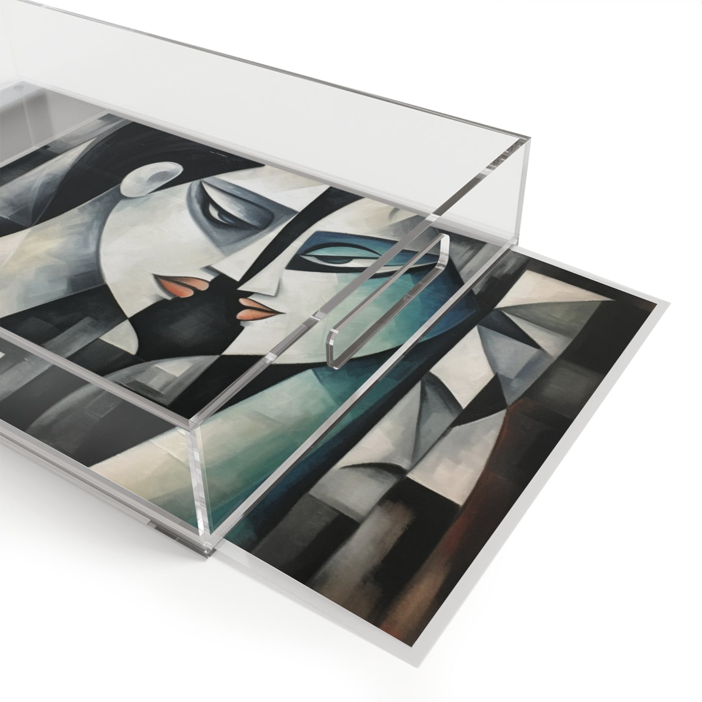 Acrylic Serving Tray with Cubist Art: Artistic Finesse and Abstract Flair