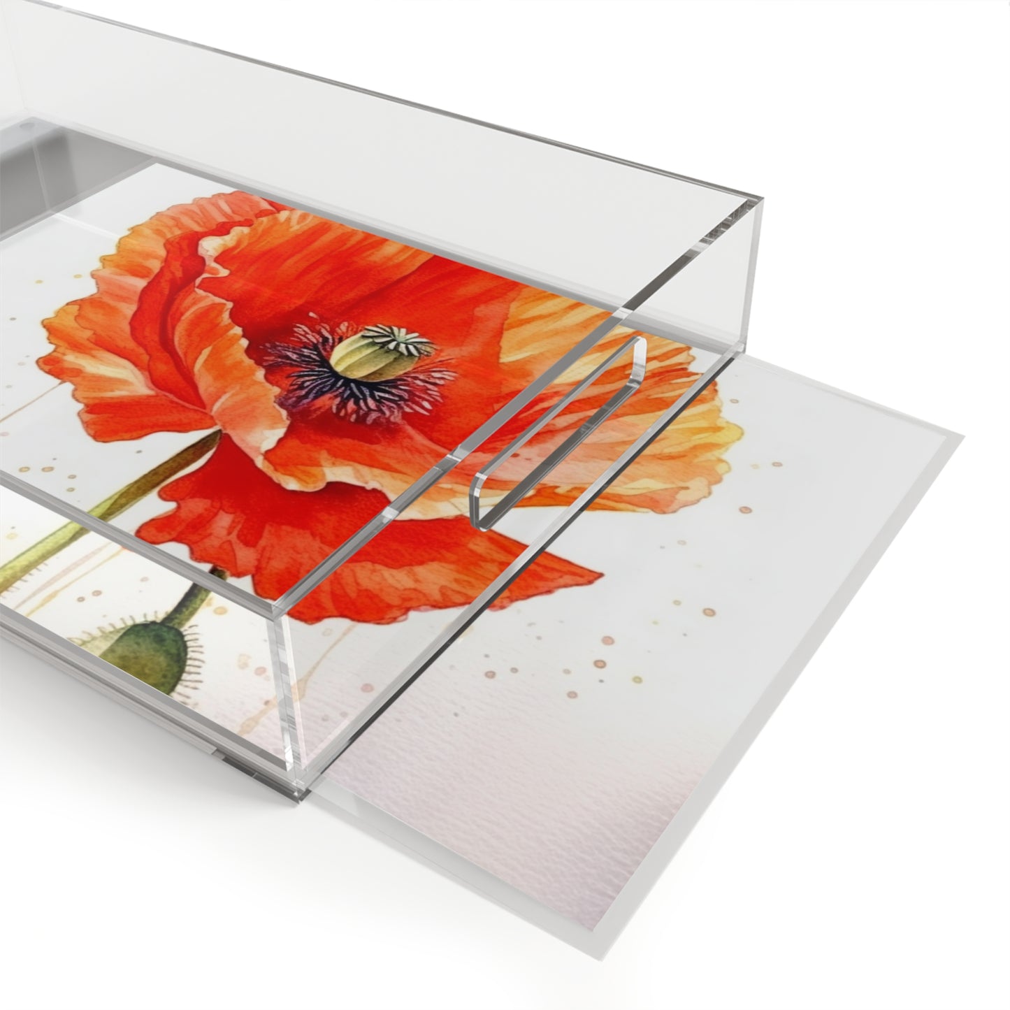 Watercolor Poppy Garden Acrylic Serving Tray: Unleash the Beauty of Nature
