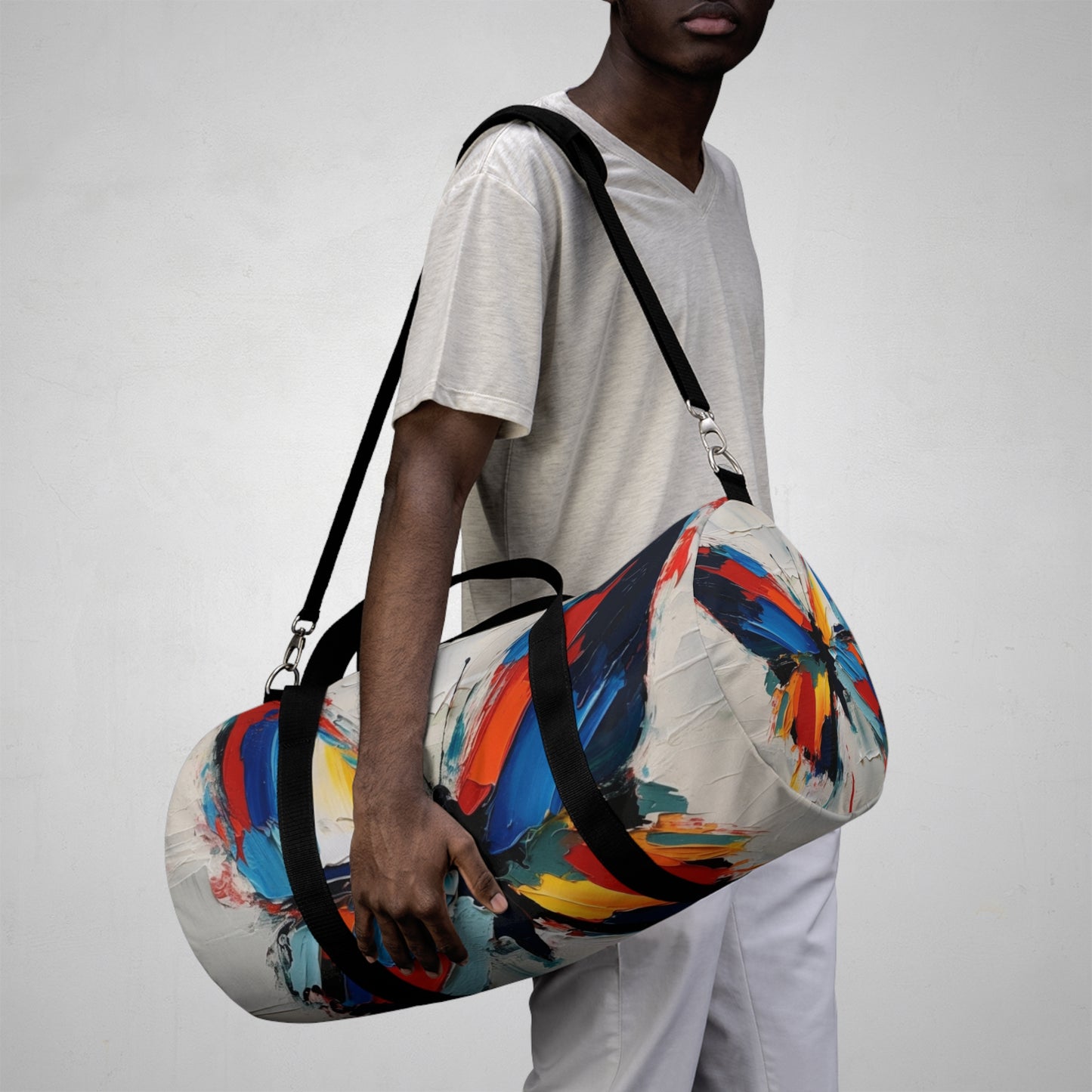 Abstract Duffel Bag for Art Lovers: Butterfly-Inspired Delight