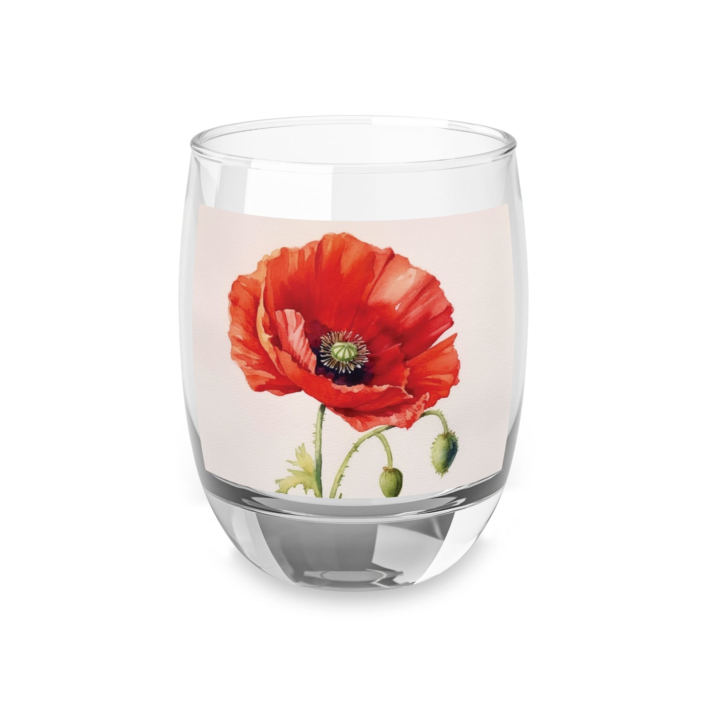 Vibrant Watercolor Poppy Whiskey Glass: Beauty of Nature