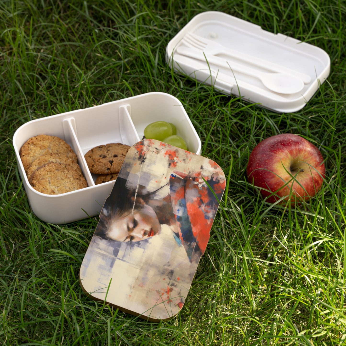 Japanese-Inspired Abstract Oil Painting Bento Box: Celebrating Geisha Beauty