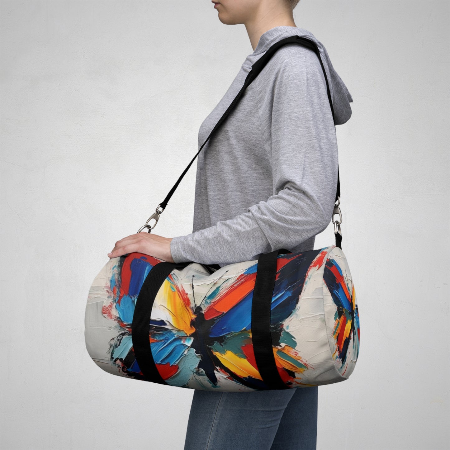 Abstract Duffel Bag for Art Lovers: Butterfly-Inspired Delight