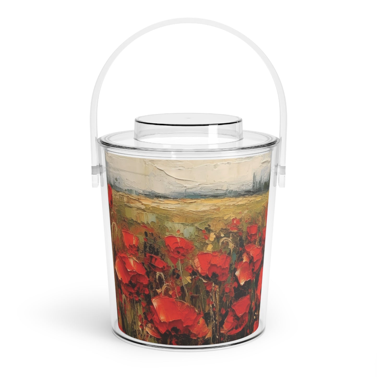 Abstract Poppy Fields: Ice Bucket with Tongs for Artistic Inspiration