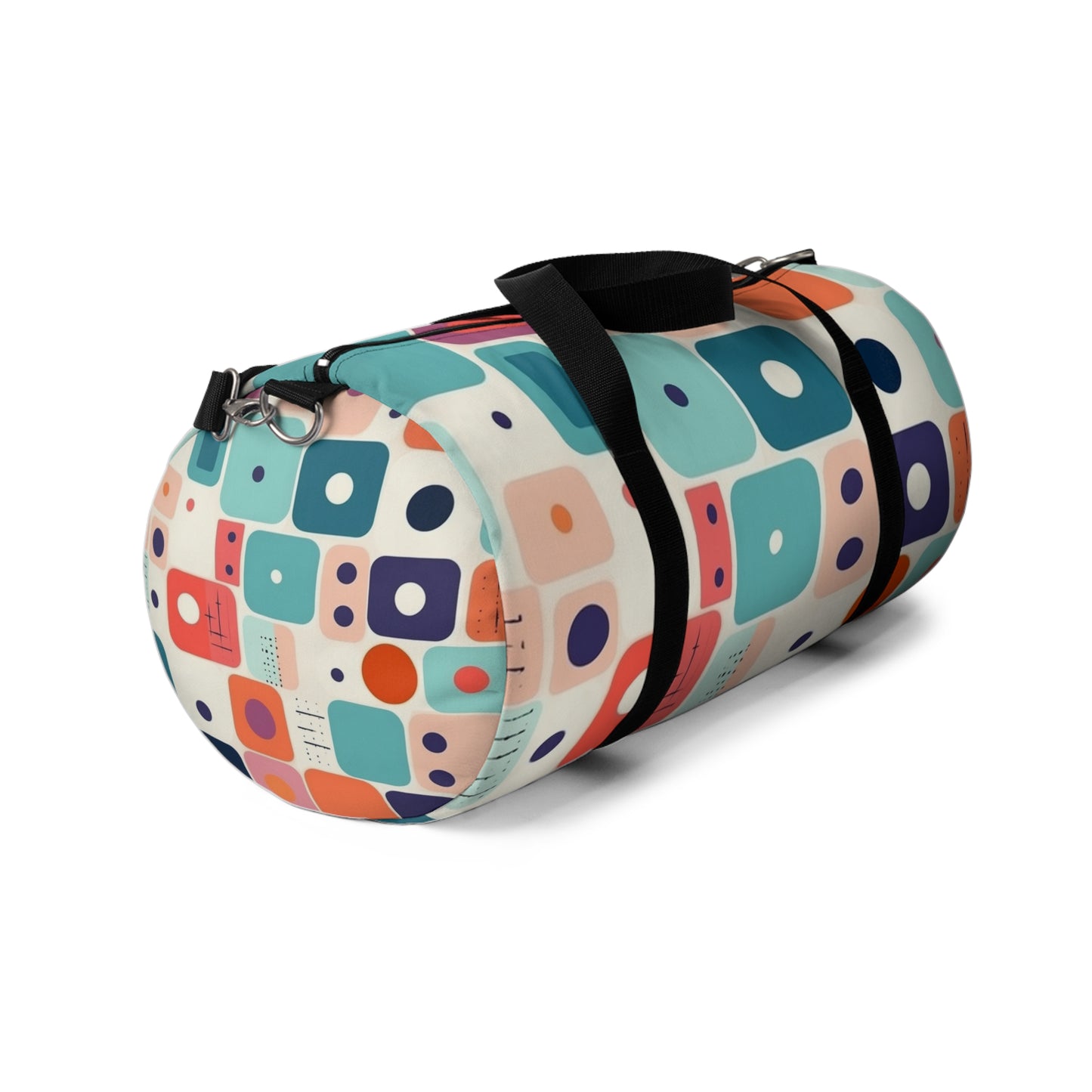 Retro Chic: Atomic Age-Inspired Duffel Bag with Midcentury Modern Design and 1960s Fashion
