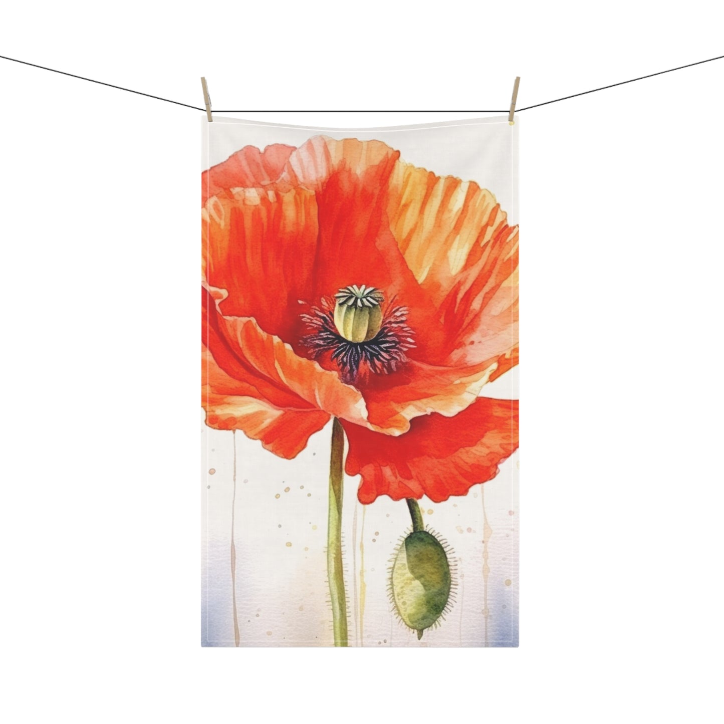 Watercolor Poppy Garden Kitchen Towel: Unleash the Beauty of Nature