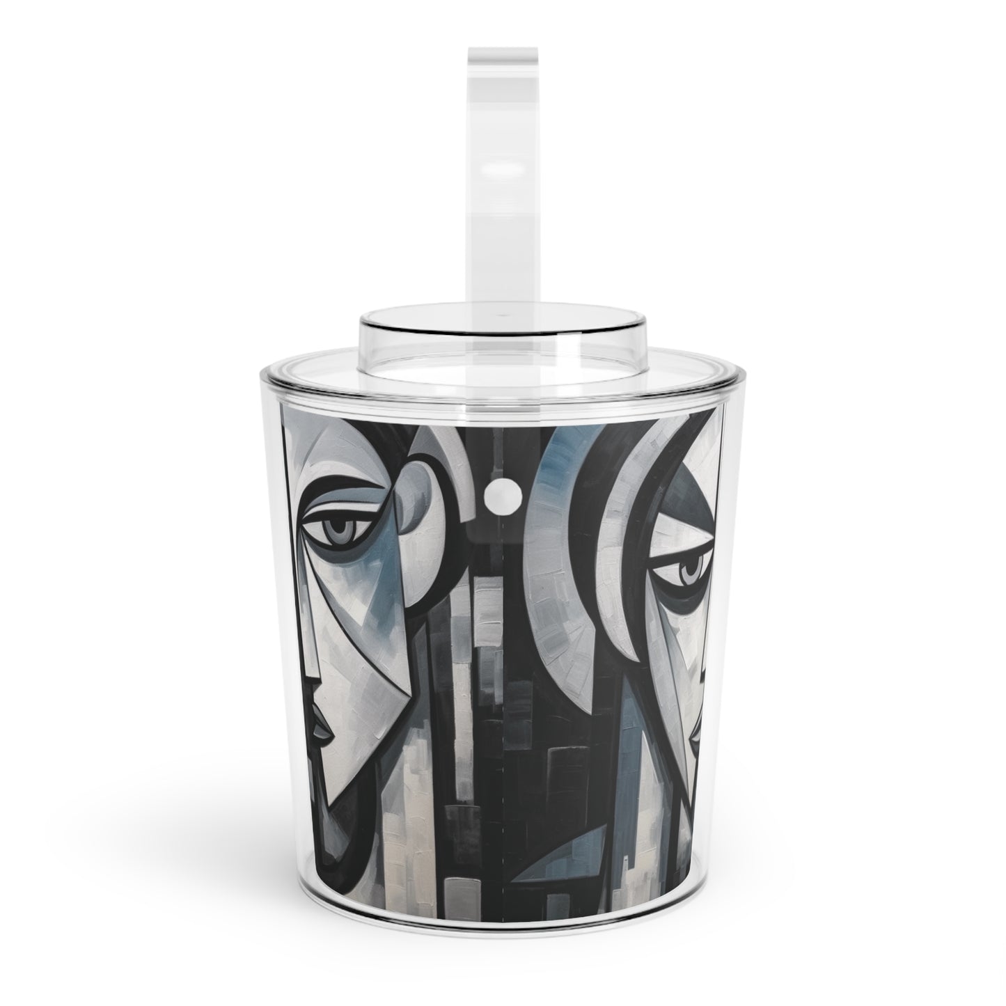 Cubist Paintings Ice Bucket with Tongs: Captivating Brush Strokes in Every Refreshing Drink