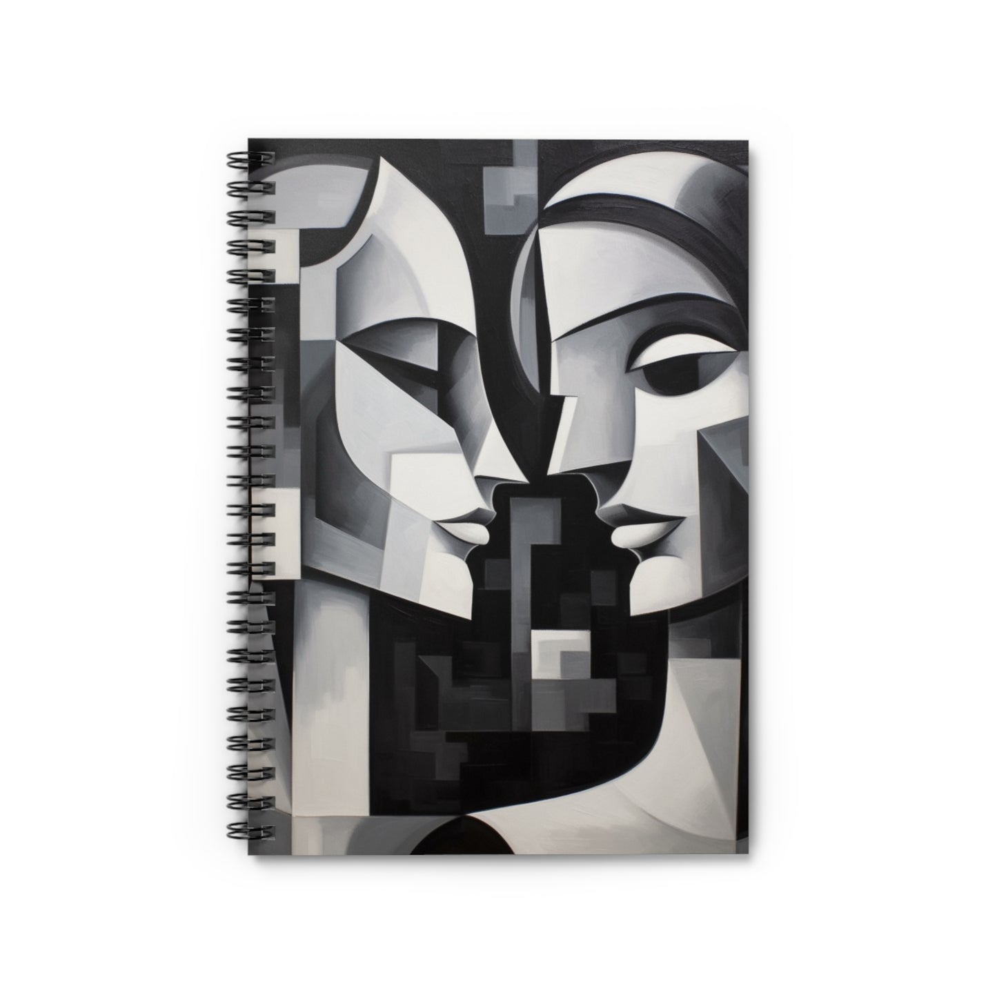 Abstract Backgrounds Spiral Notebook: Cubist Inspirations in Striking Contrasts