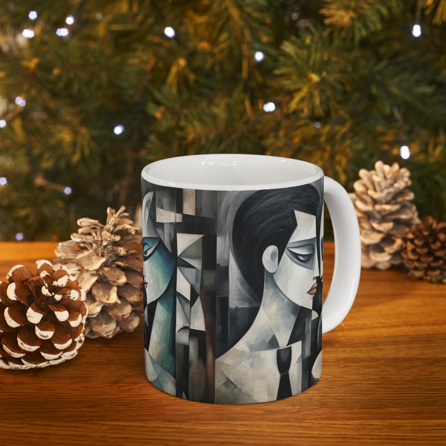 Ceramic Mug with Cubist Art: Artistic Finesse and Abstract Flair