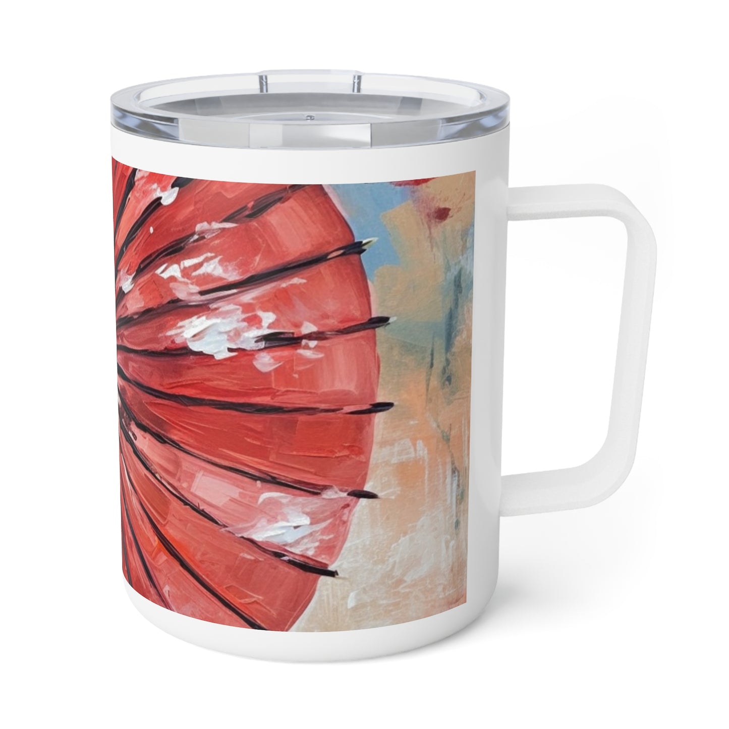 Abstract Japanese Umbrella Painting Insulated Coffee Mug: Unleashing Artistic Beauty