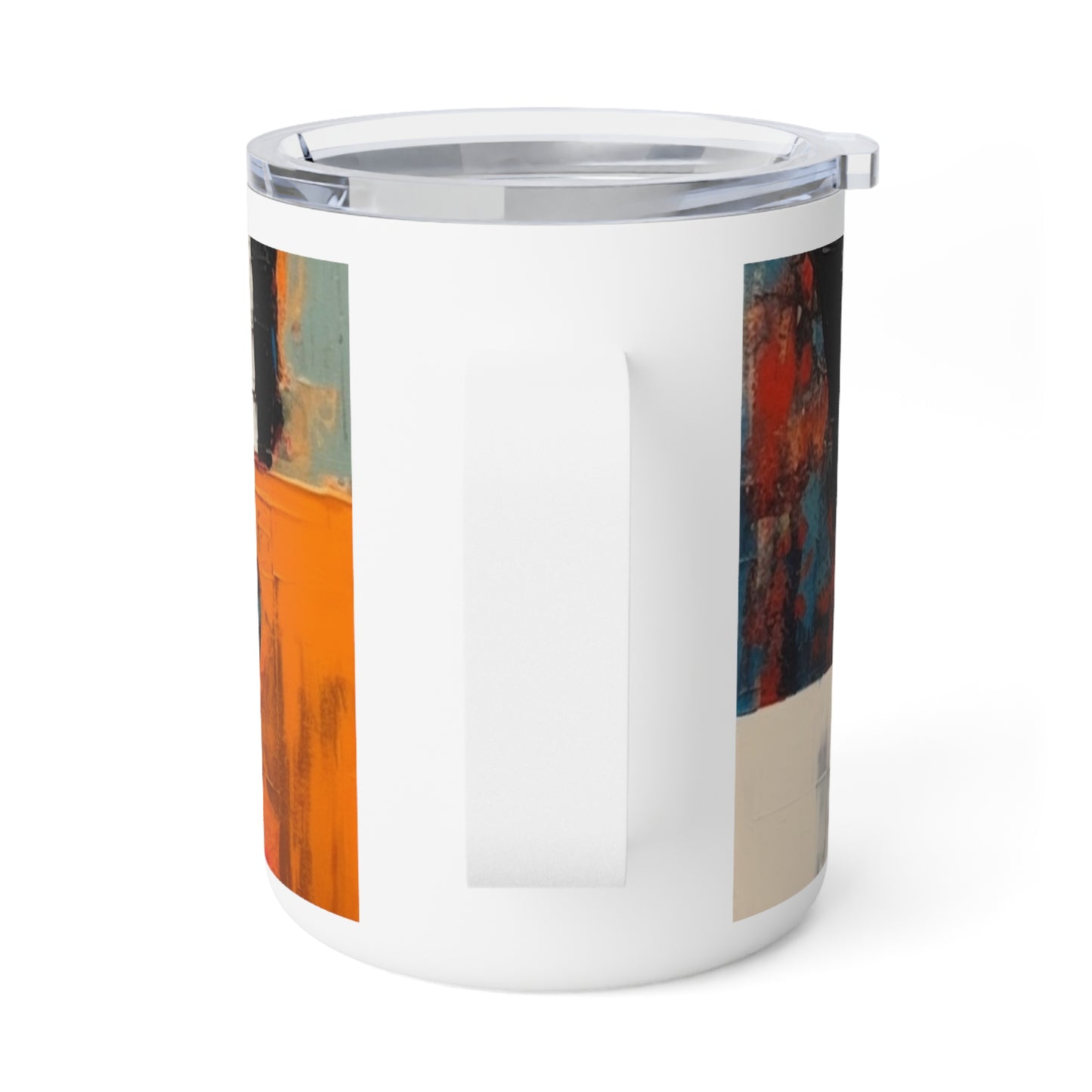 Bauhaus-Inspired Butterfly Symphony: Insulated Coffee Mug with Vibrant Colors and Intricate Details