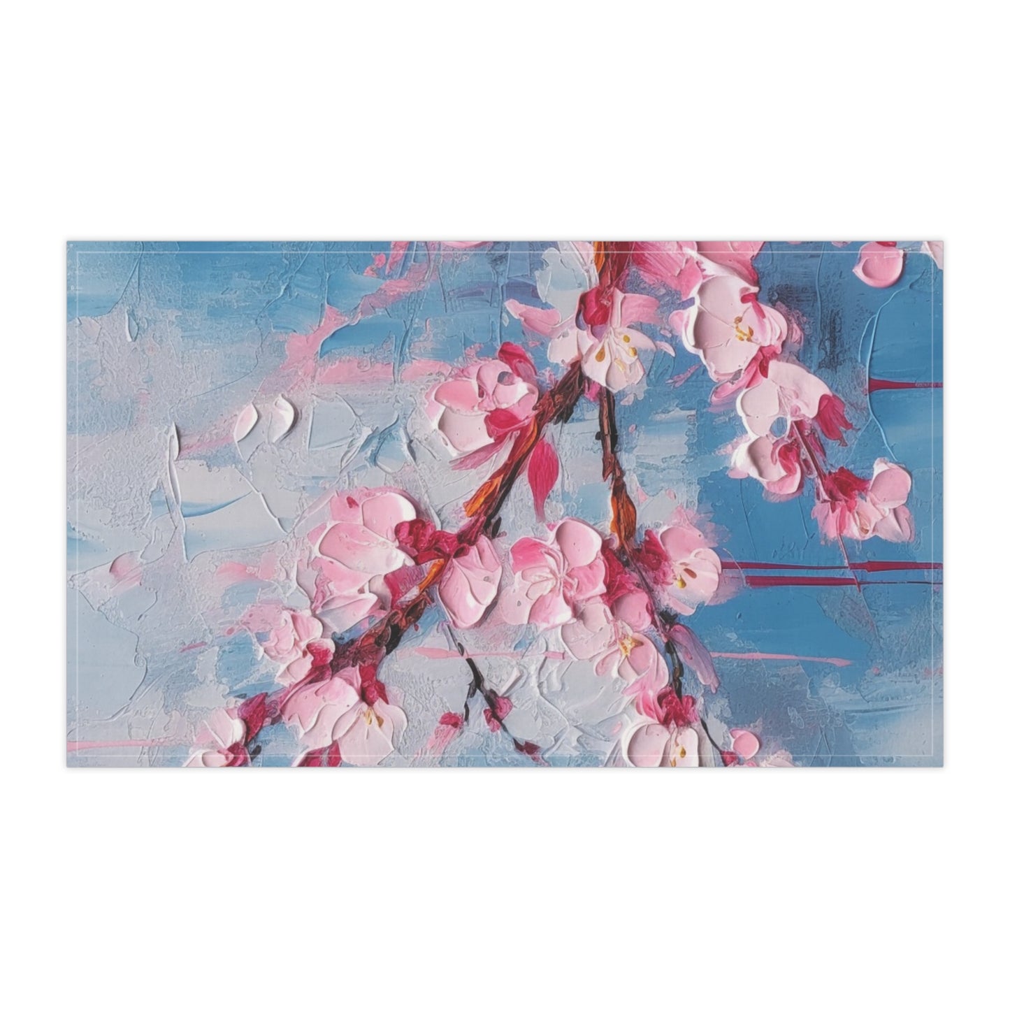 Kitchen Towel with Abstract Cherry Blossom Drawing: Embrace the Serenity