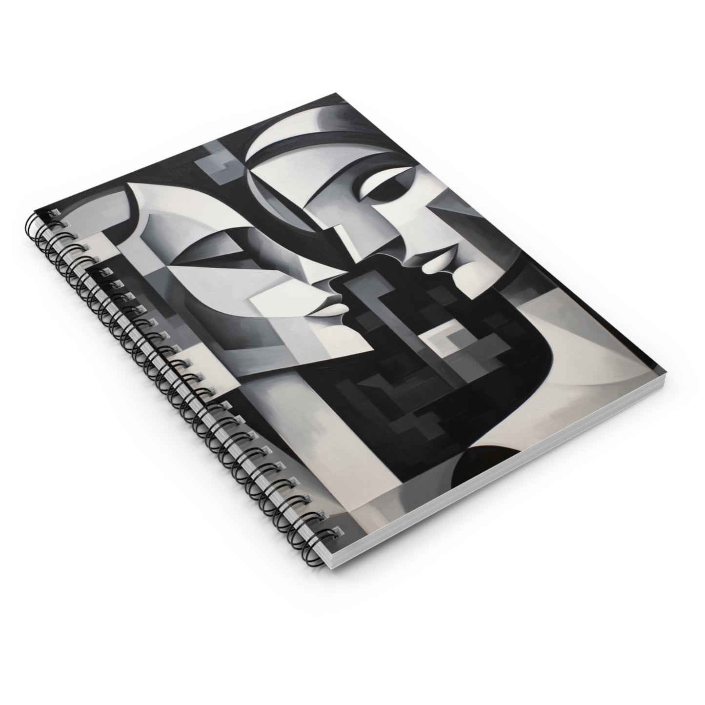 Abstract Backgrounds Spiral Notebook: Cubist Inspirations in Striking Contrasts