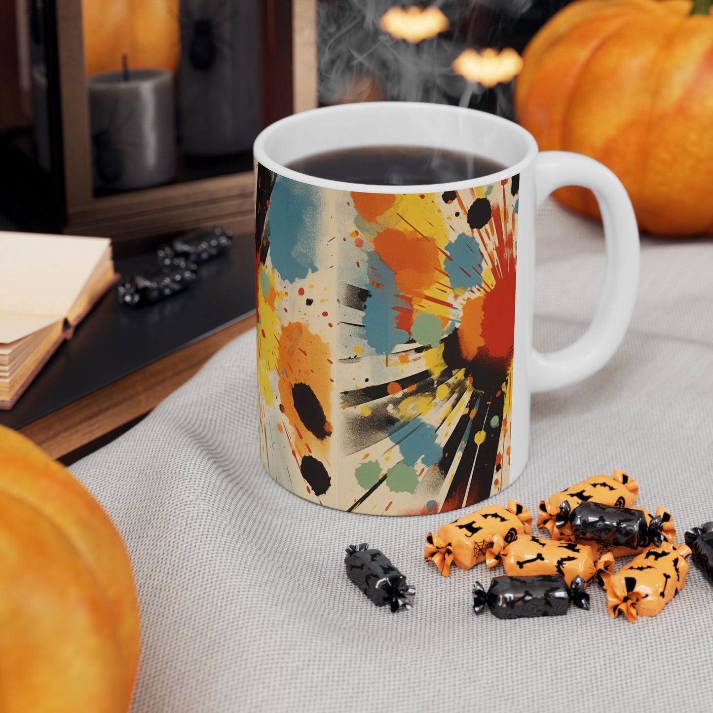 Contemporary Abstract Ceramic Mug: Fusion of Gutai Inspiration and American Heritage