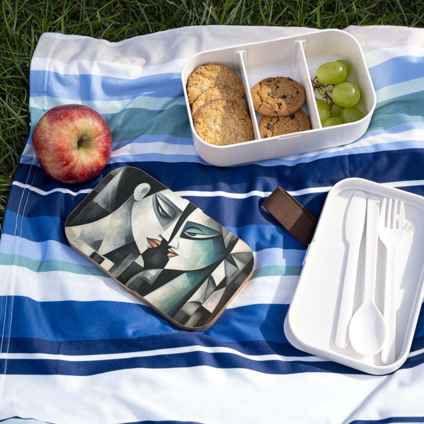 Bento Box with Cubist Art: Artistic Finesse and Abstract Flair