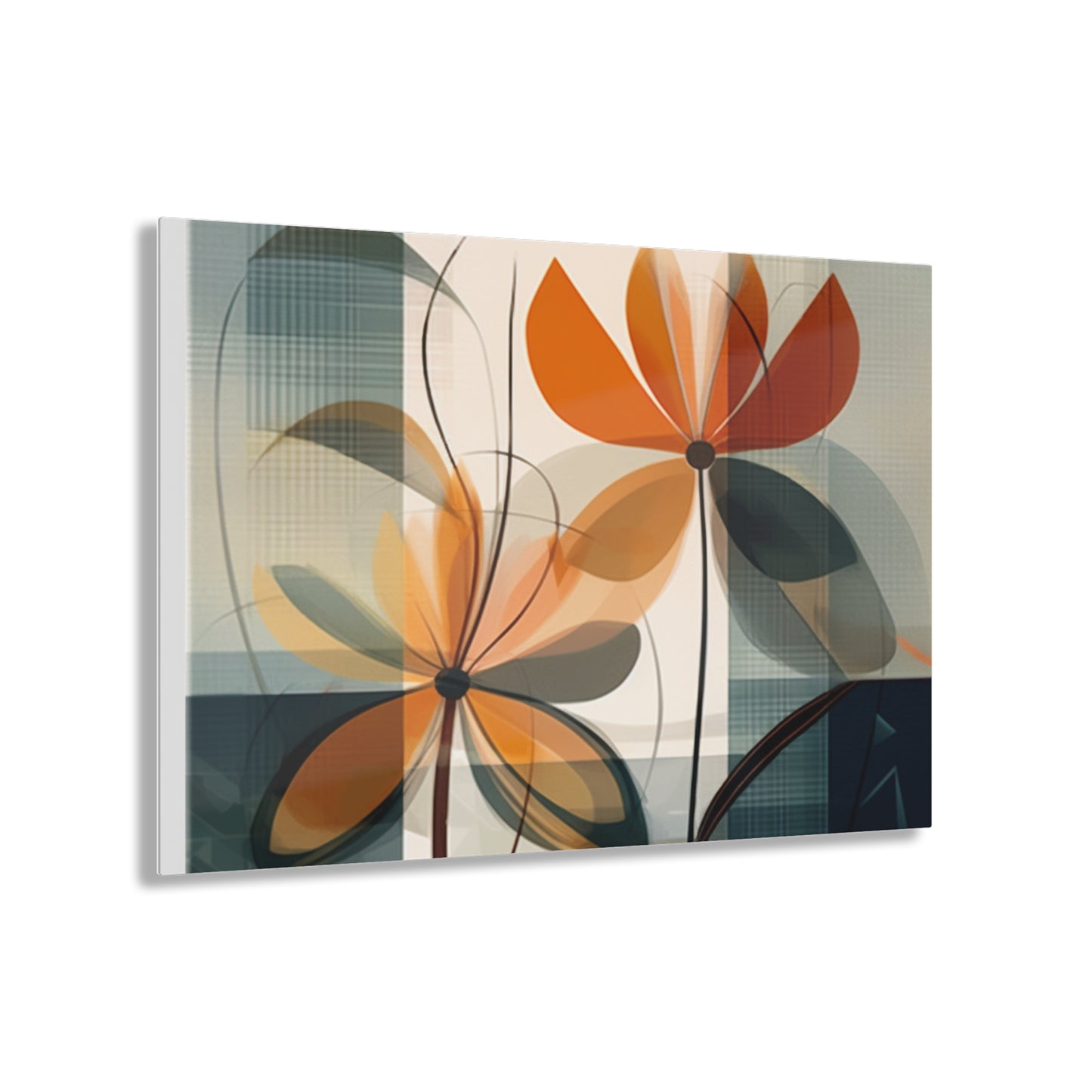 Botanical Chic: Flower Drawings and Minimalist Acrylic Prints Design with Midcentury Flair