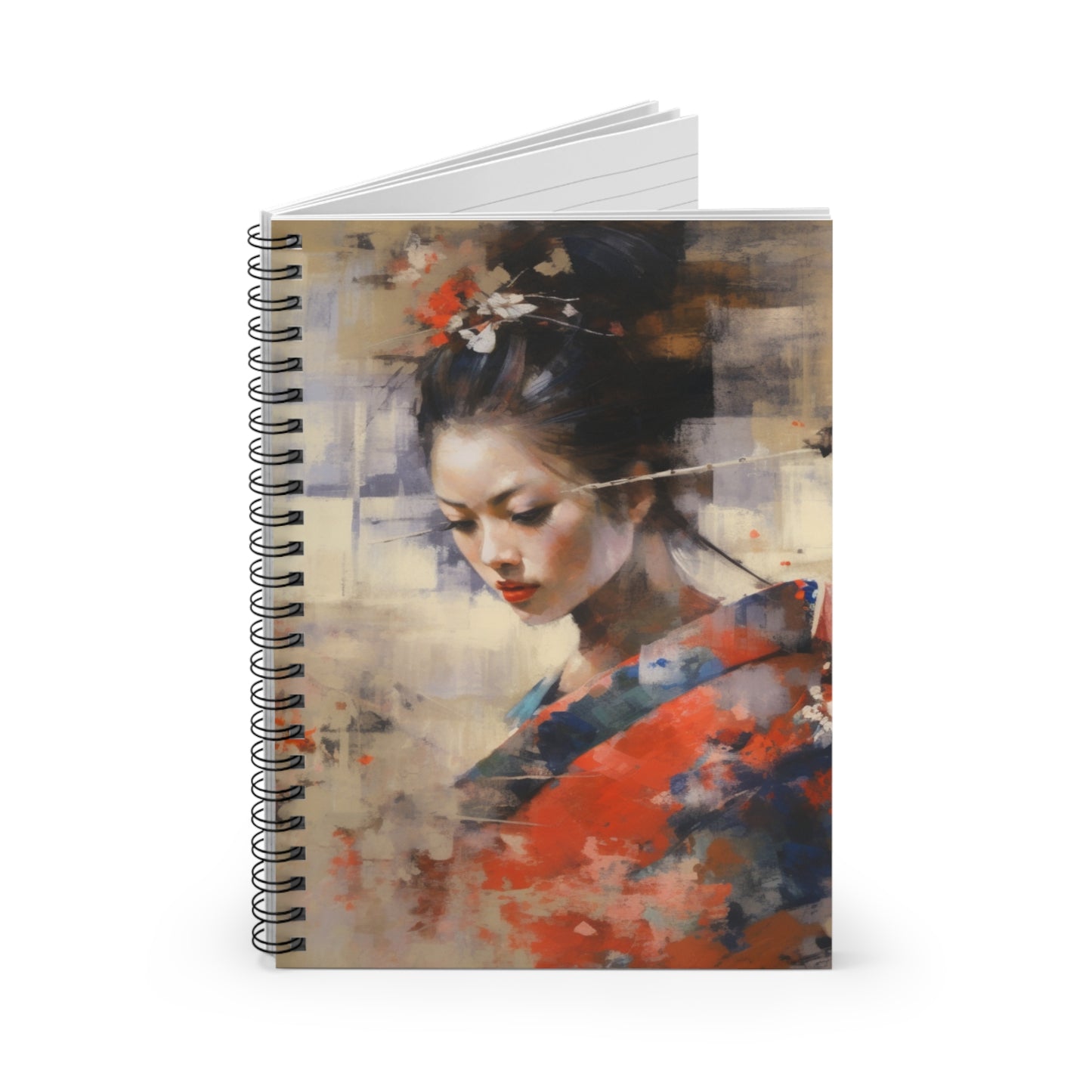 Japanese-Inspired Abstract Oil Painting Spiral Notebook