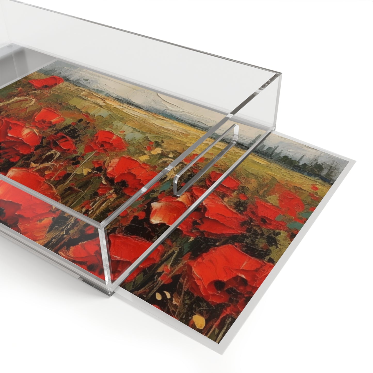 Abstract Poppy Fields: Acrylic Serving Tray for Artistic Inspiration