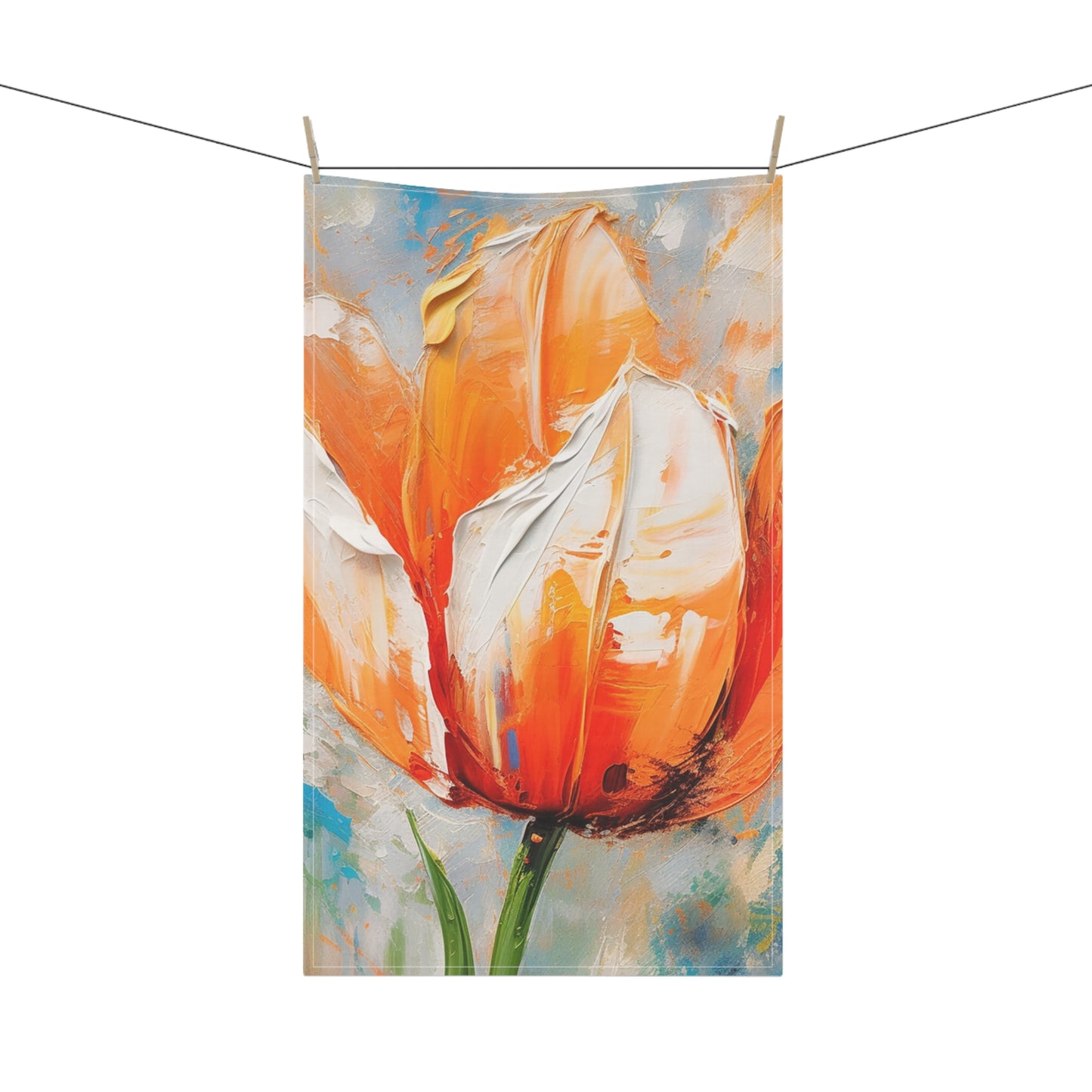 Kitchen Towel with Vibrant Orange Tulip: Embrace the Beauty of Nature