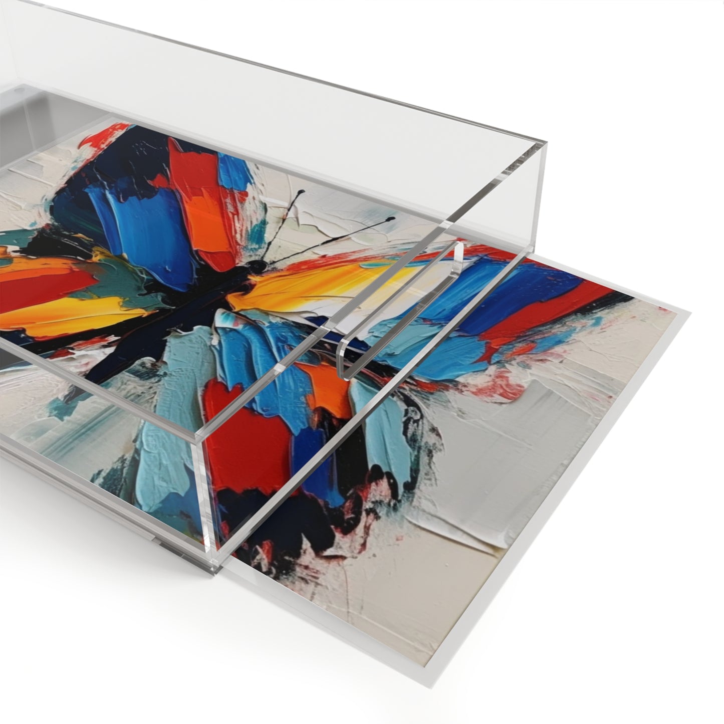 Abstract Acrylic Serving Tray for Art Lovers: Butterfly-Inspired Delight