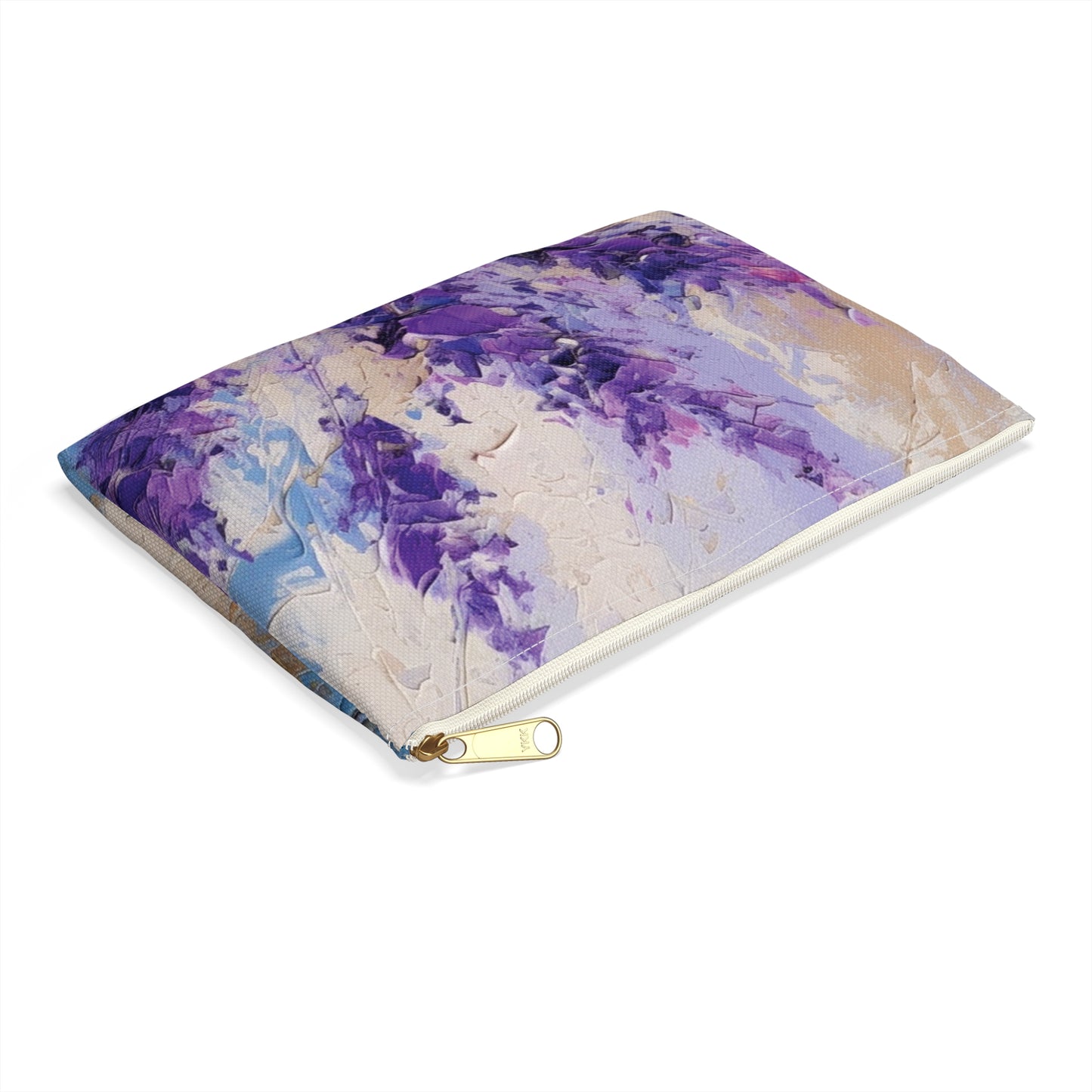 Vibrant Lavender Art on Accessory Pouch: A Floral Delight for Your Senses