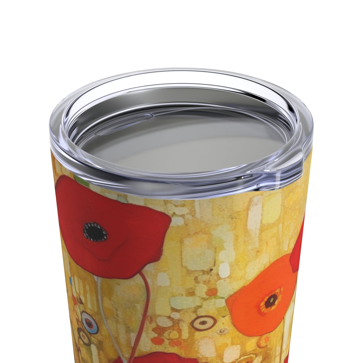 Floral Symphony: Tumbler showcasing Gustav Klimt's Poppies in Art Nouveau