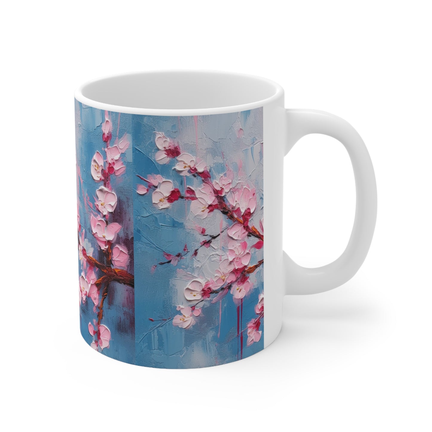 Ceramic Mug with Abstract Cherry Blossom Drawing: Embrace the Serenity