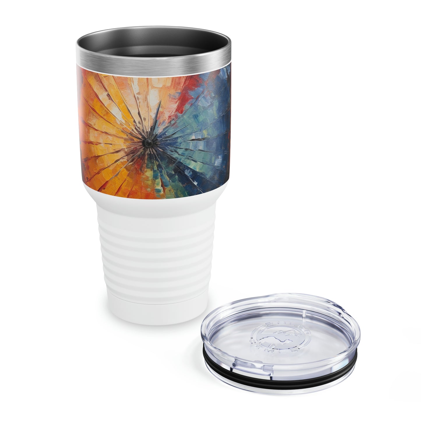 Reflecting Creativity: Abstract Art Ringneck Tumbler, Japanese Umbrella Edition, A Canvas for Your Imagination