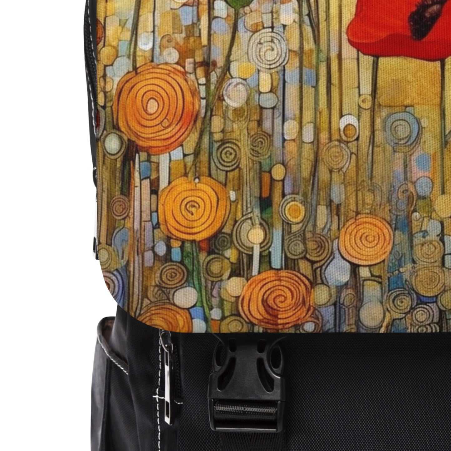 Elevate Your Style: Unisex Casual Shoulder Backpack Adorned with Gustav Klimt's Poppies
