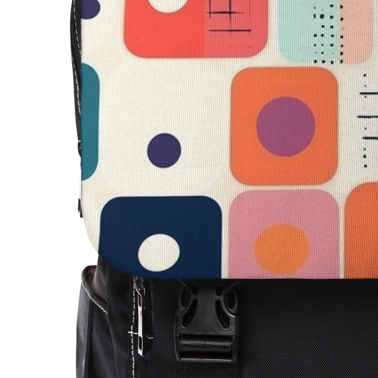 Retro Chic: Atomic Age-Inspired Unisex Casual Shoulder Backpack with Midcentury Modern Design and 1960s Fashion