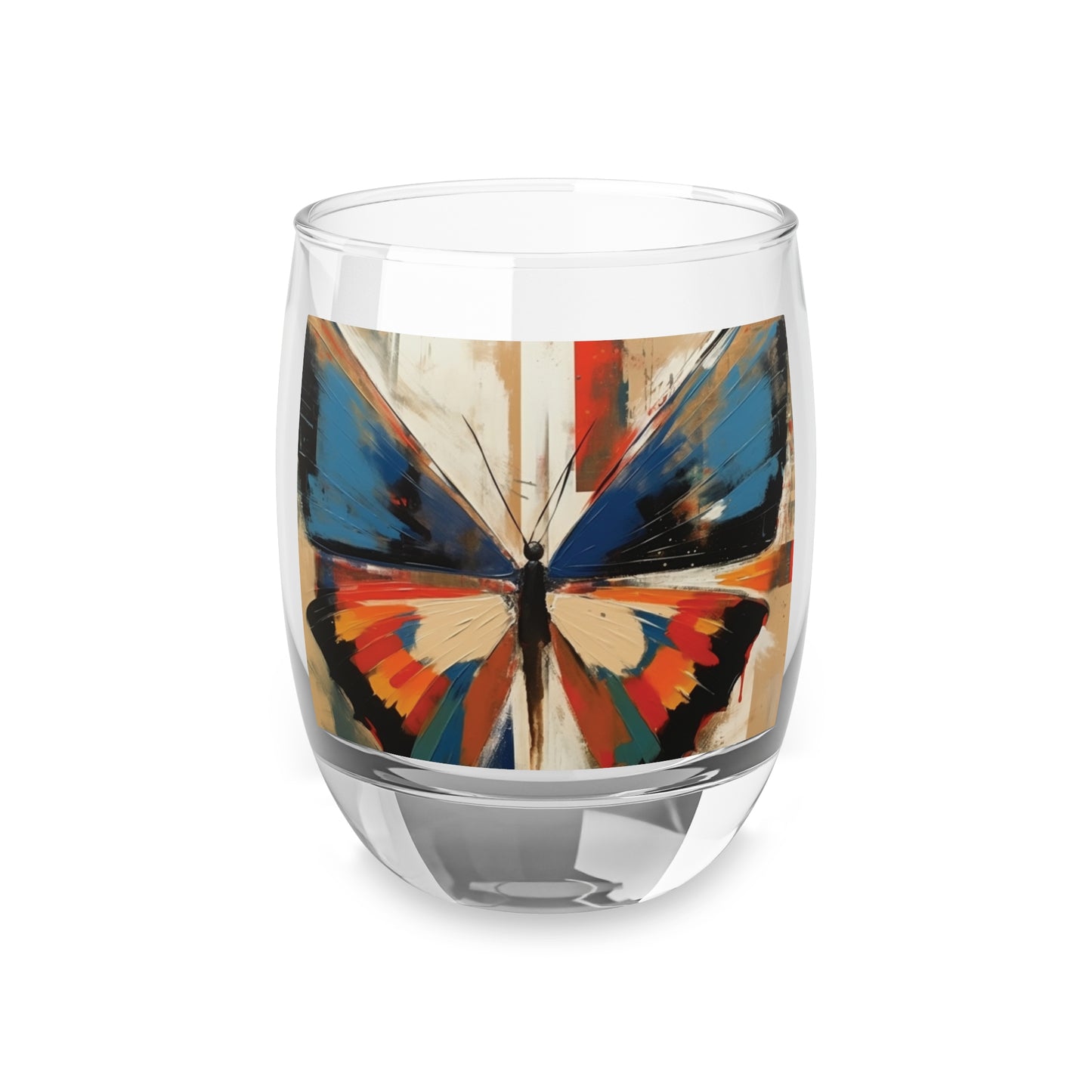 Abstract Butterfly Paradise: Whiskey Glass for Nature and Art Lovers