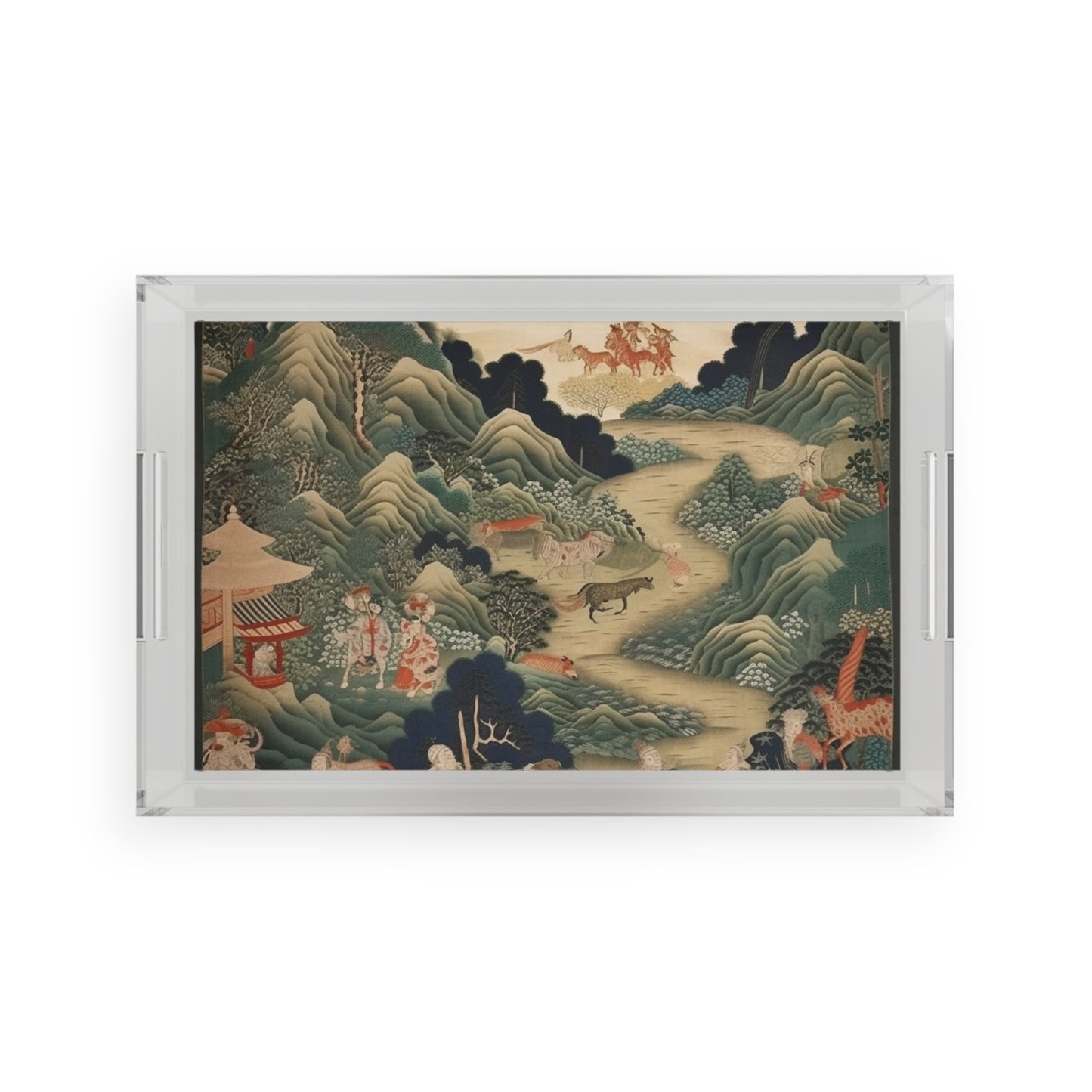 Japanese Tapestry Acrylic Serving Tray: Embrace the Artistic Splendor