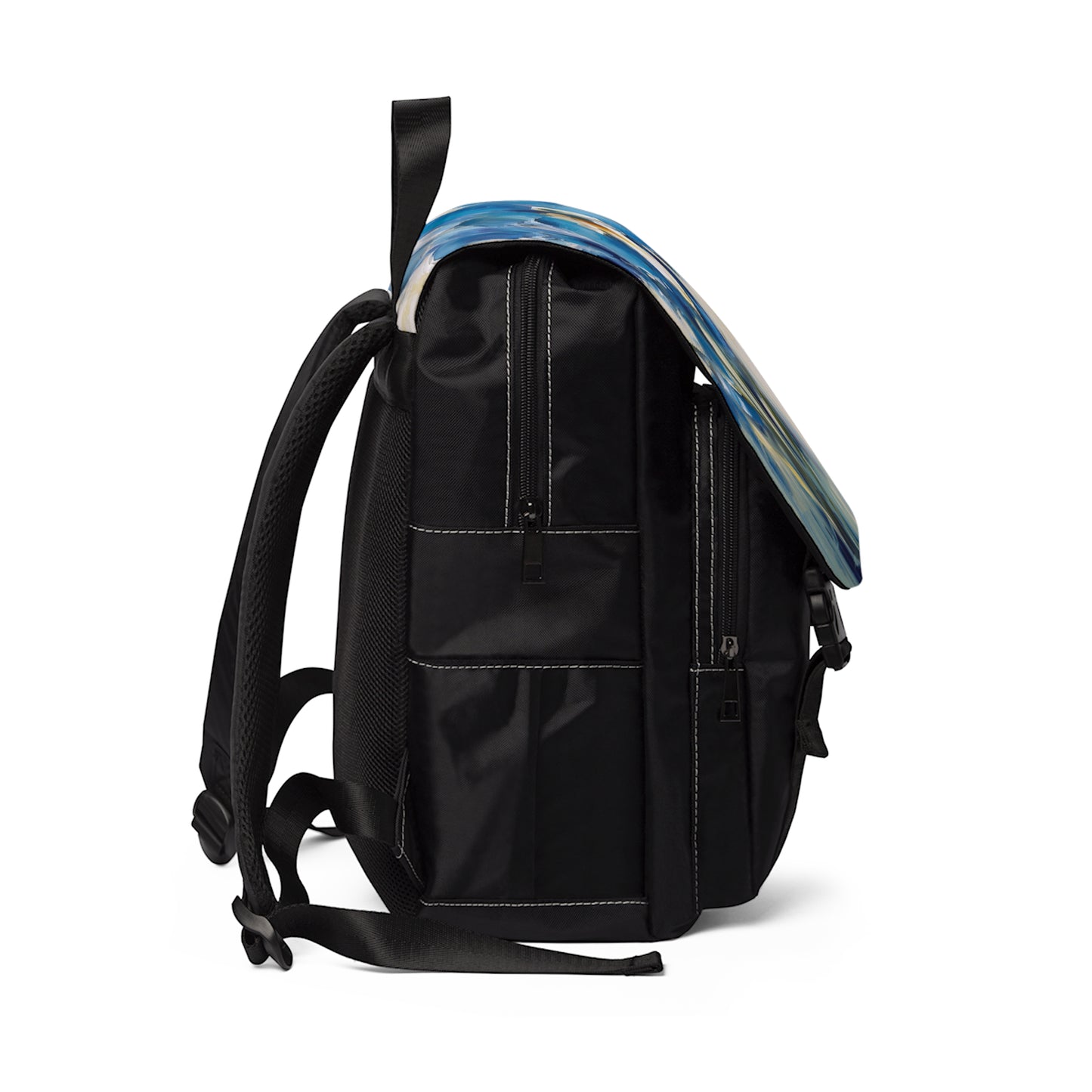 Embrace Artistic Expression with Blue Orchid Abstract Painting Unisex Casual Shoulder Backpack