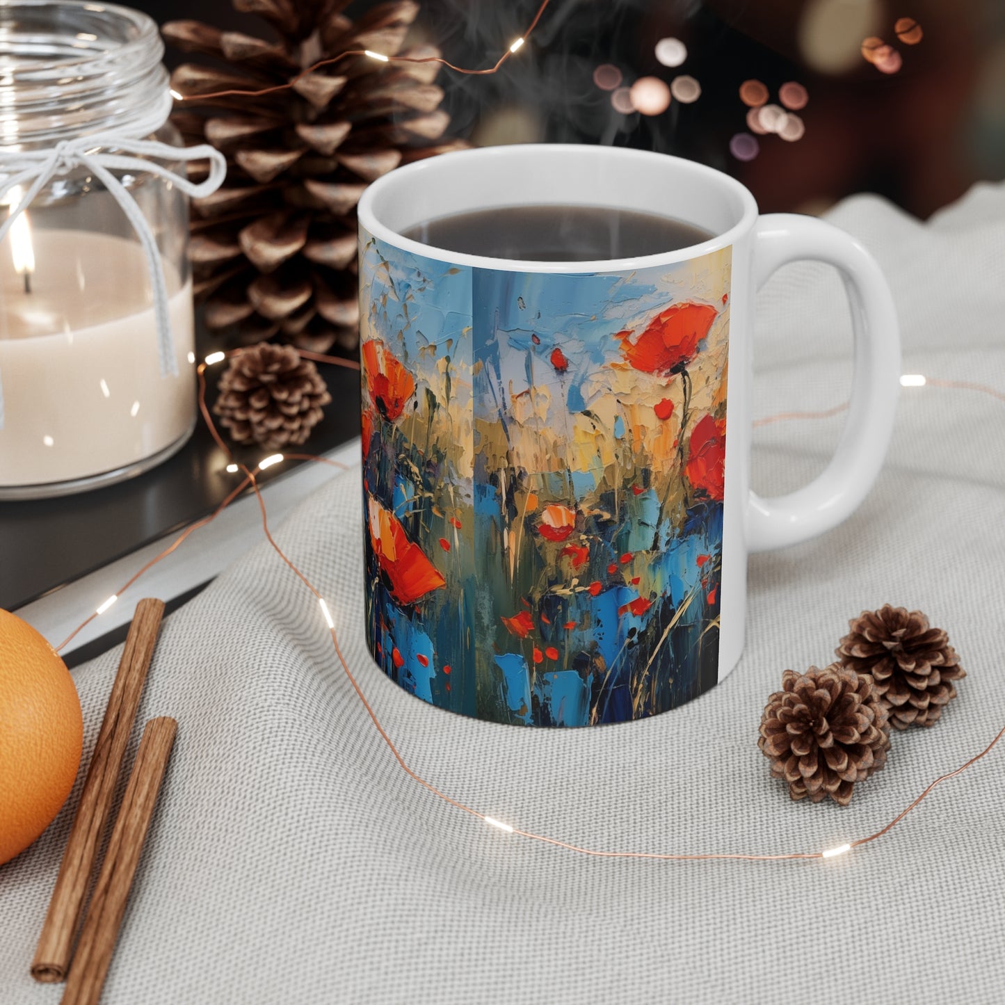 Poppy Dreams in Ceramic: A Serene Garden for Your Tea Time