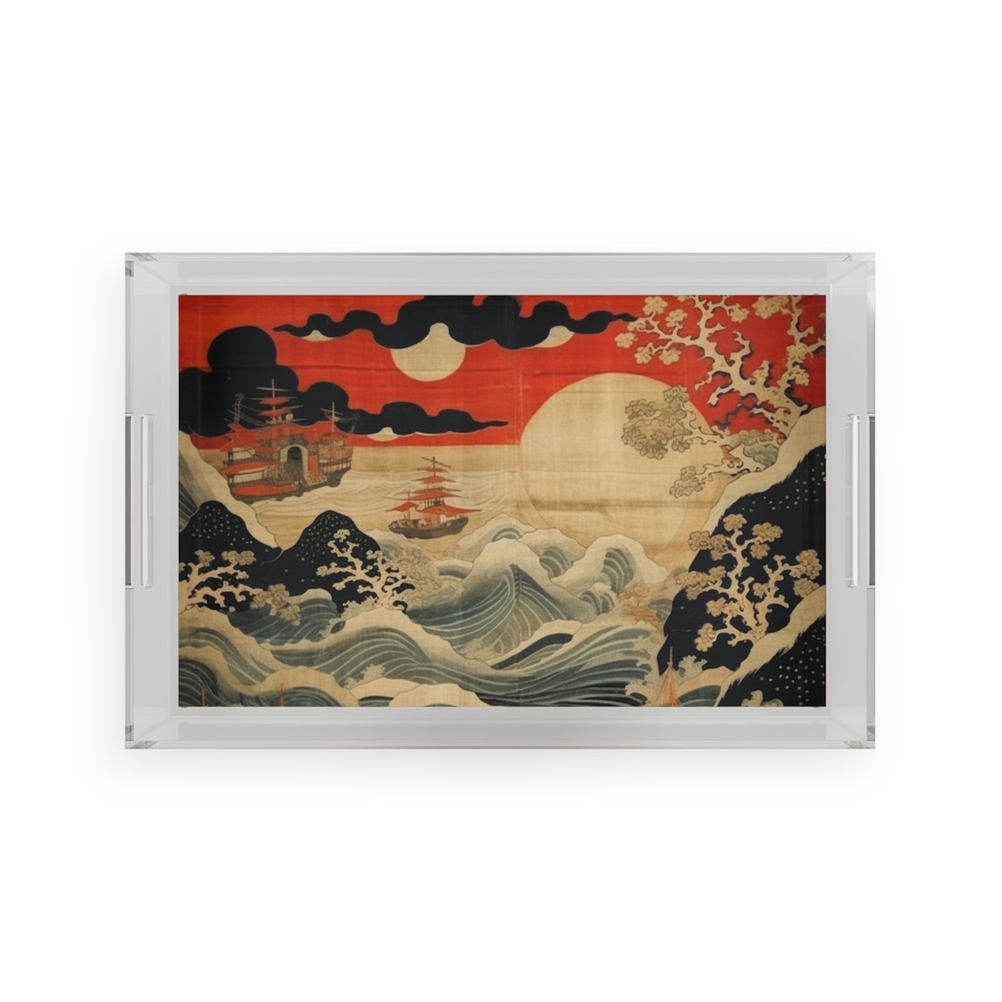 Artistic Fusion - Where Japanese Tapestry Meets the Perfect Acrylic Serving Tray