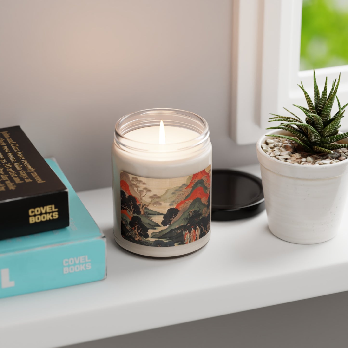 Custom Japanese Tapestry on a Scented Soy Candle- Unique Artistic Expression