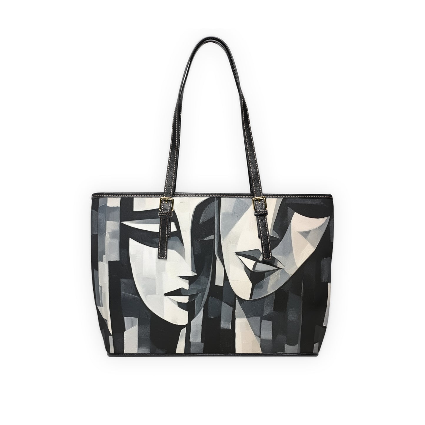 Abstract Oil Paint PU Leather Shoulder Bag: Cubist Artistry in a Portable Masterpiece