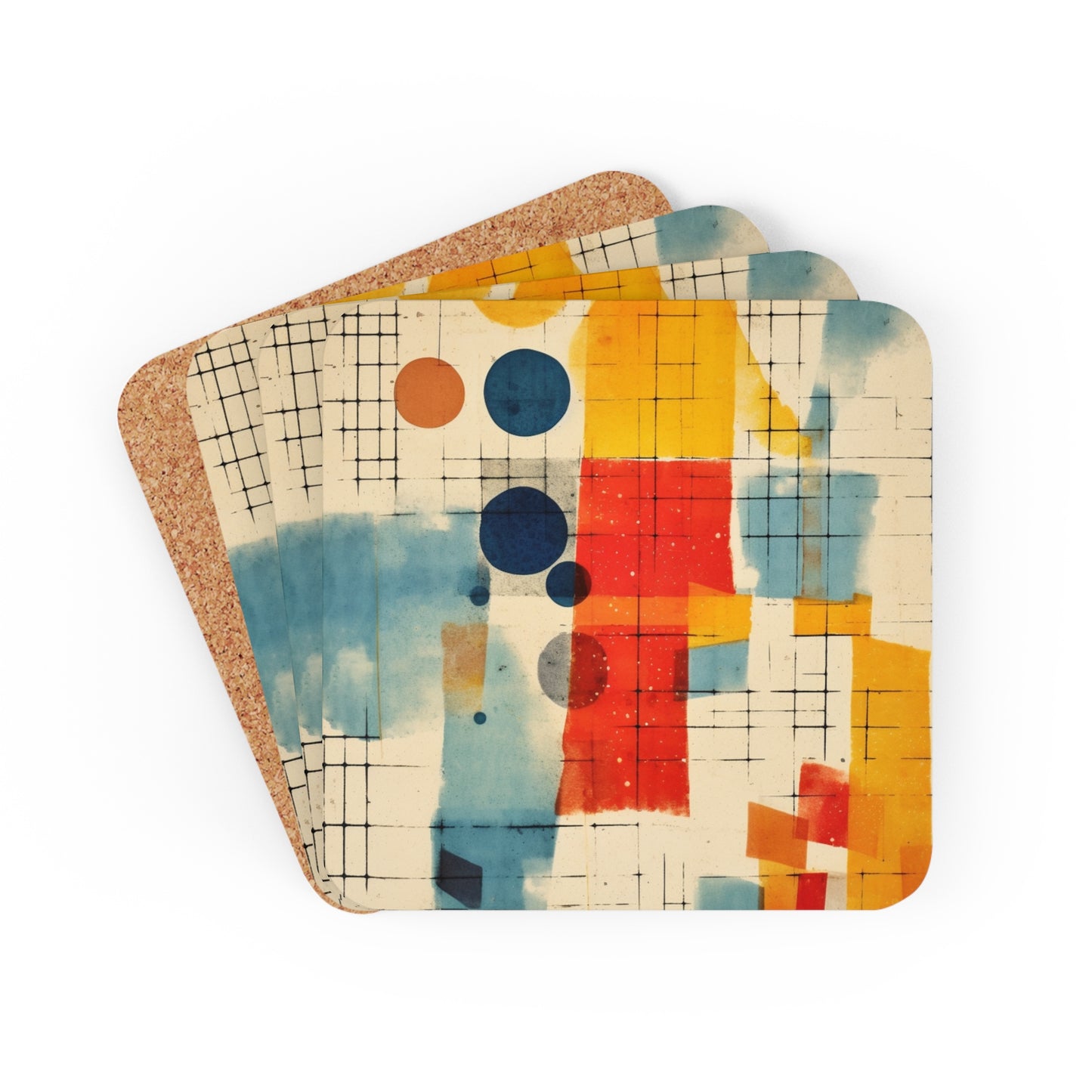 Modern Abstract Corkwood Coaster Set